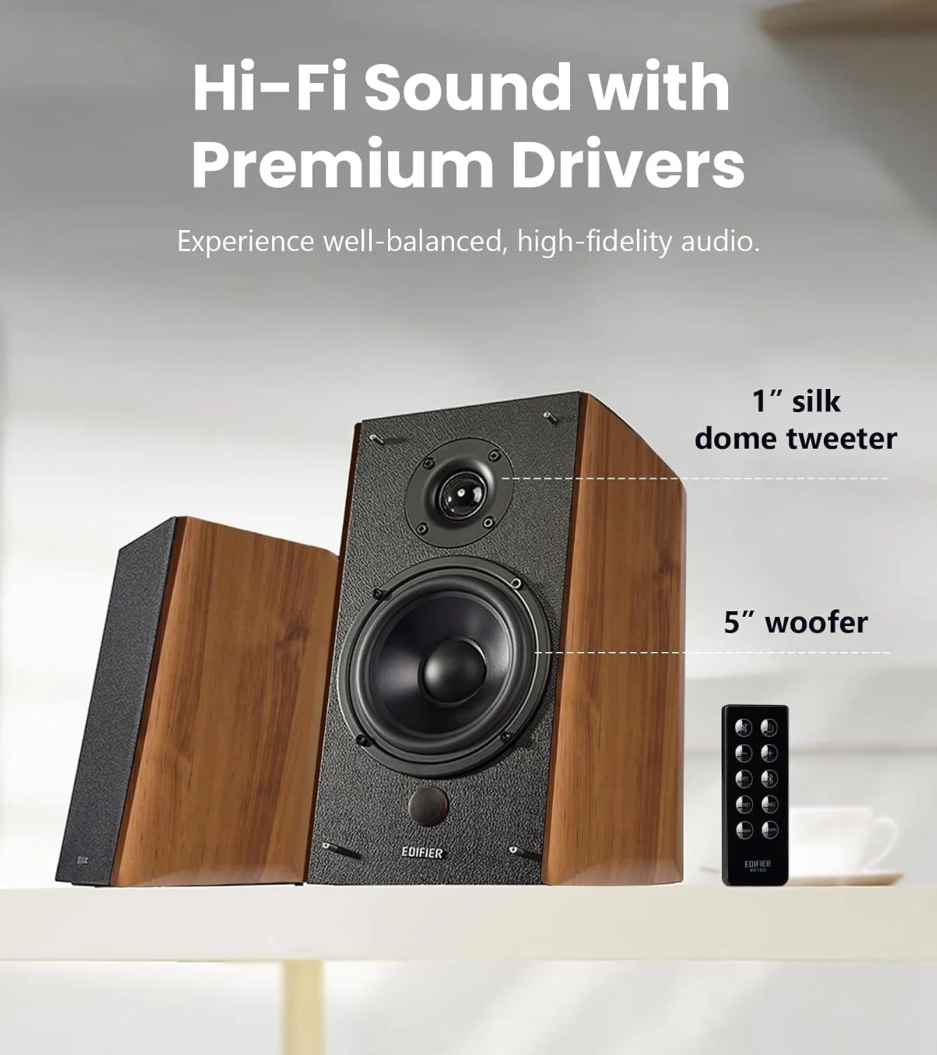 Edifier R2000DB Powered Bluetooth Bookshelf Speakers, 120W RMS, Warmoak