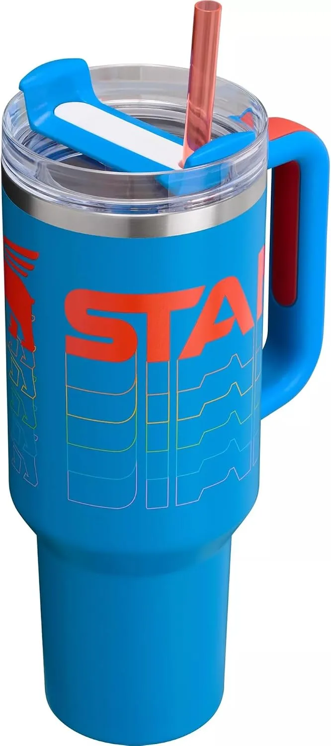STANLEY Quencher H2.0 FlowState Stainless Steel Vacuum Insulated Tumbler with Lid and Straw for Water, Iced Tea or Coffee (Azure Reverb, 40 oz)