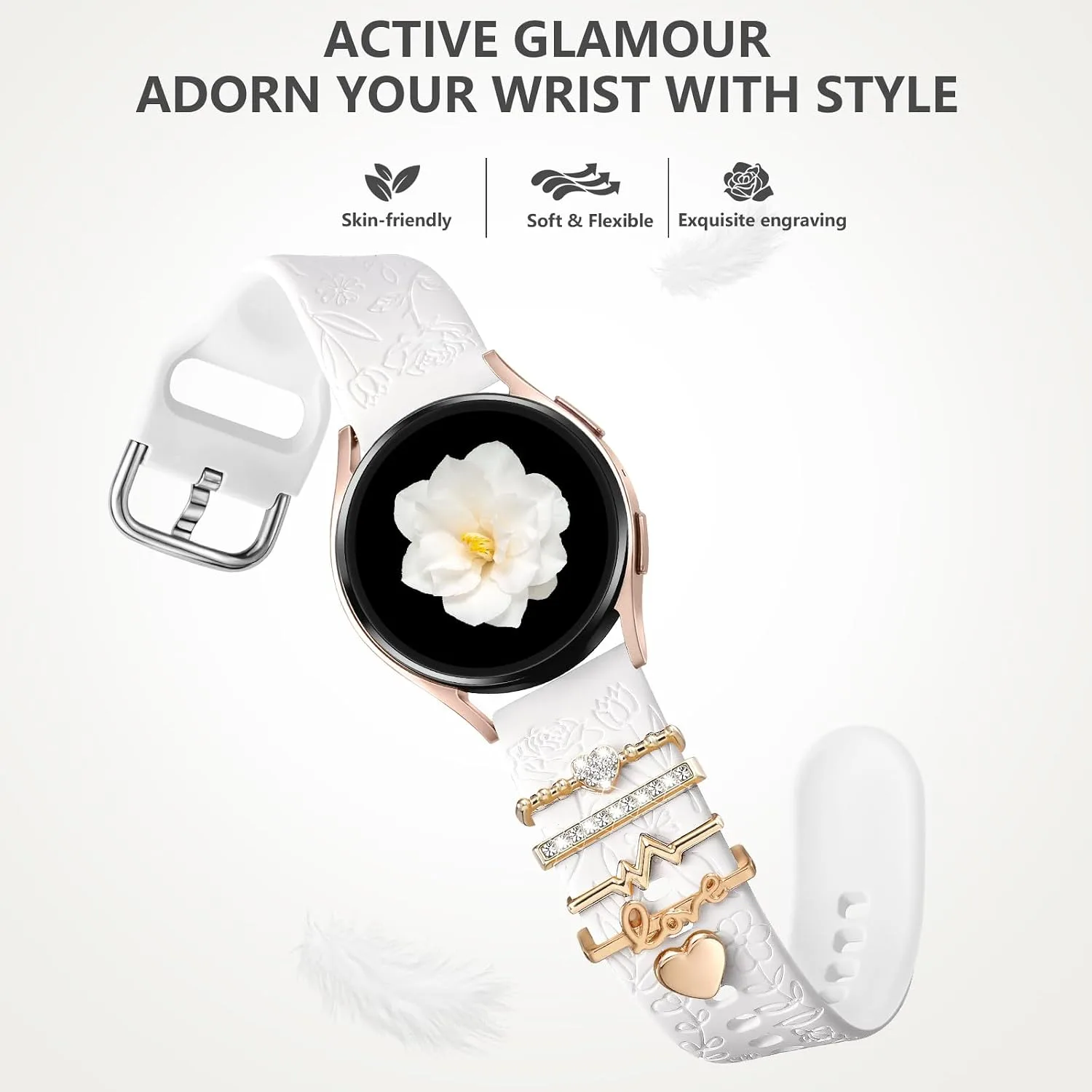 DaQin Flower Engraved Band Compatible with Samsung Galaxy Watch 7 Bands