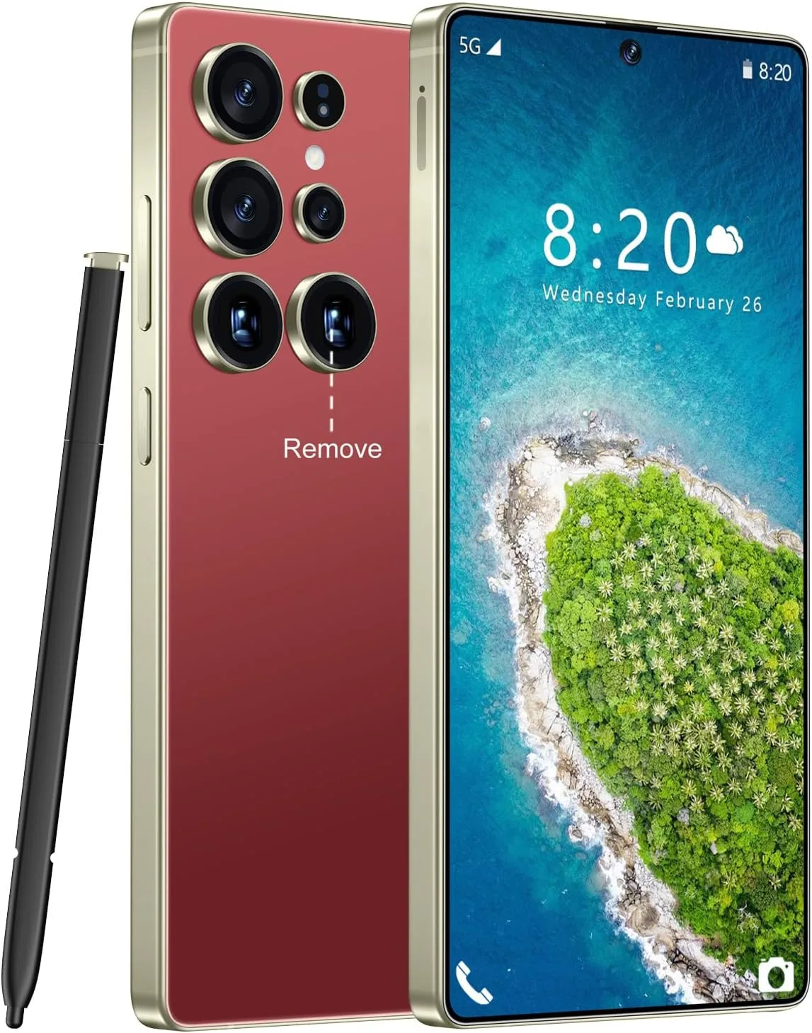 Huness S25 Ultra Unlocked Phone,Built in Pen The Phone,Cell Phone Battery 7000mAh 6.99" HD Screen,Android 14 16+512GB Smartphone,Dual SIM/5G/Face ID/Fingerprint Lock/GPS (Wine Red, 16+512)