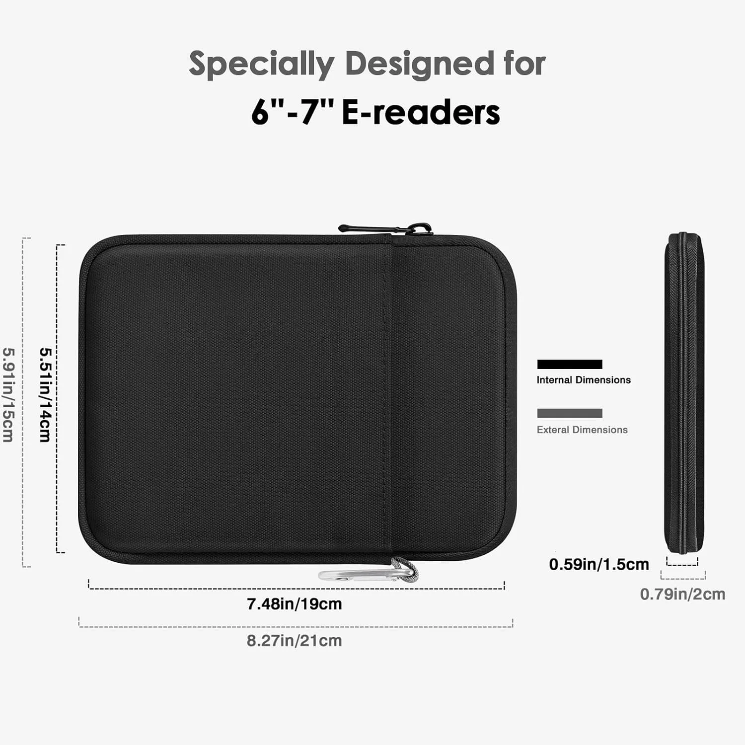 MoKo Padded Ereader Sleeve Case for 6-7 inch Tablet Bag, Compatible with 7" eReader Colorsoft Signature Edition 2024, 6" Kobo, 6" Nook, Black