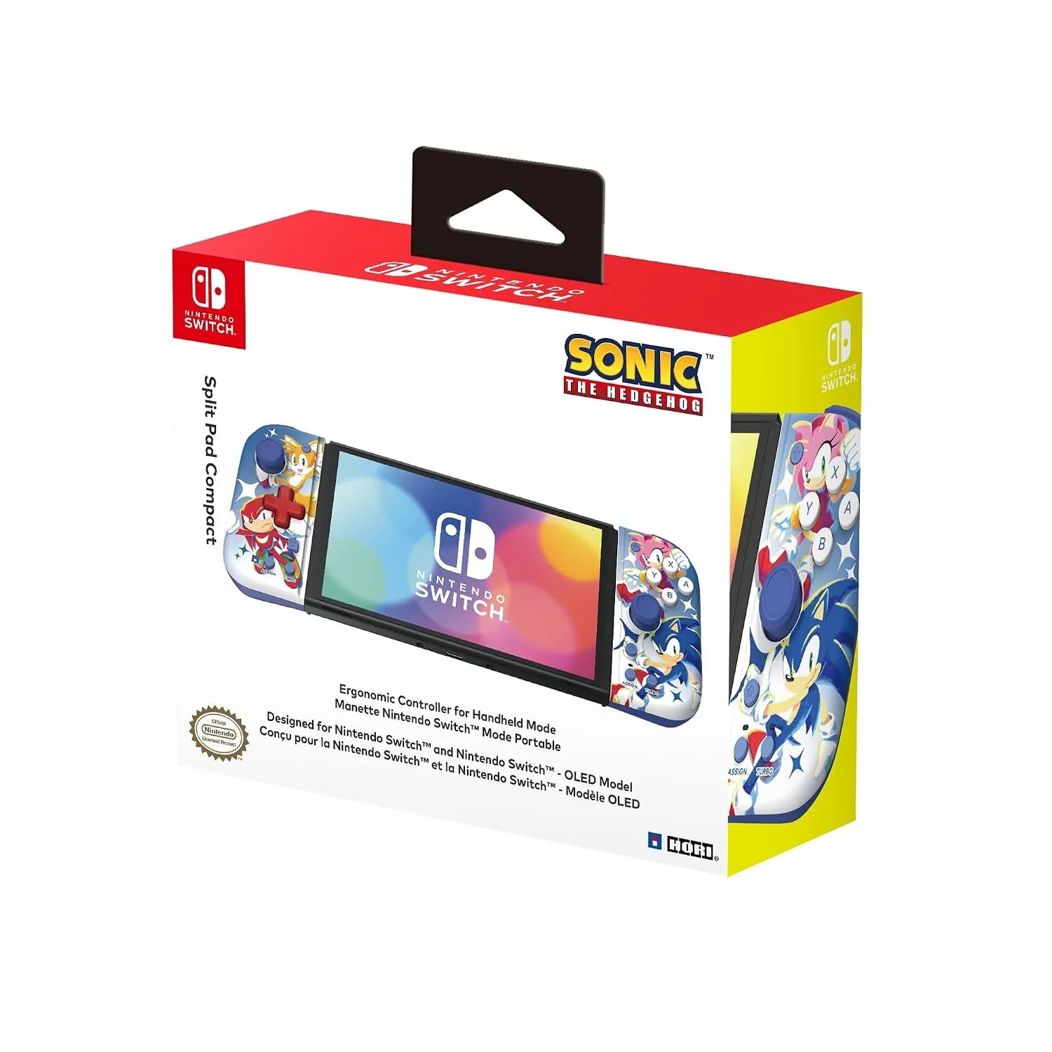 HORI Nintendo Switch Split Pad Compact (Sonic the Hedgehog Edition) Ergonomic Controller for Handheld Mode - Officially Licensed by Nintendo and SEGA