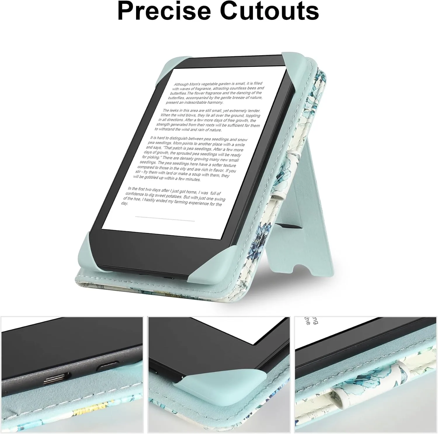 HoYiXi Universal Case for 6 inch eReader,Compatible with Kindle/Kobo Clara HD/Kobo Clara 2E/Paperwhite/Pocketbook/Tolino eReader,with HandStrap/Kickstand, Cover Case for 6'' eReaders,Blue Rose