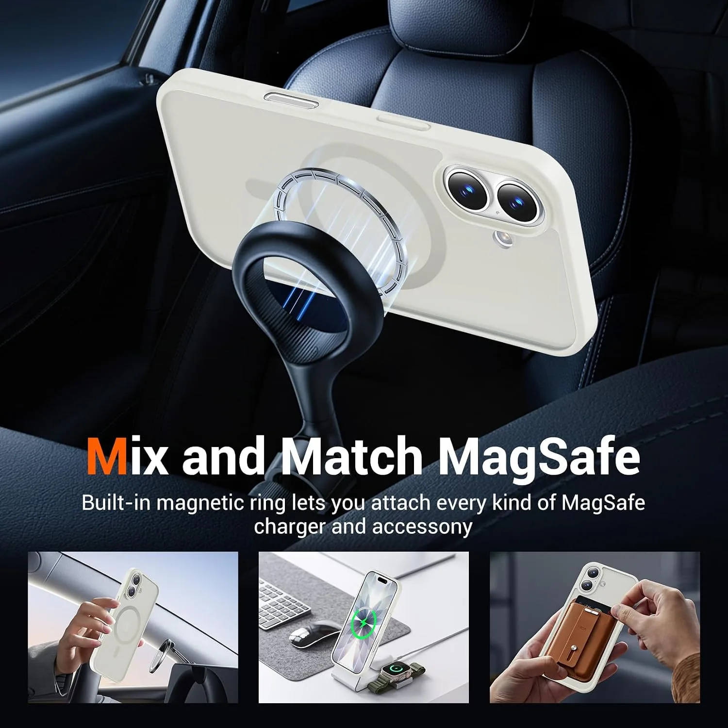 Temdan for iPhone 17 Case with Screen Protector Beige