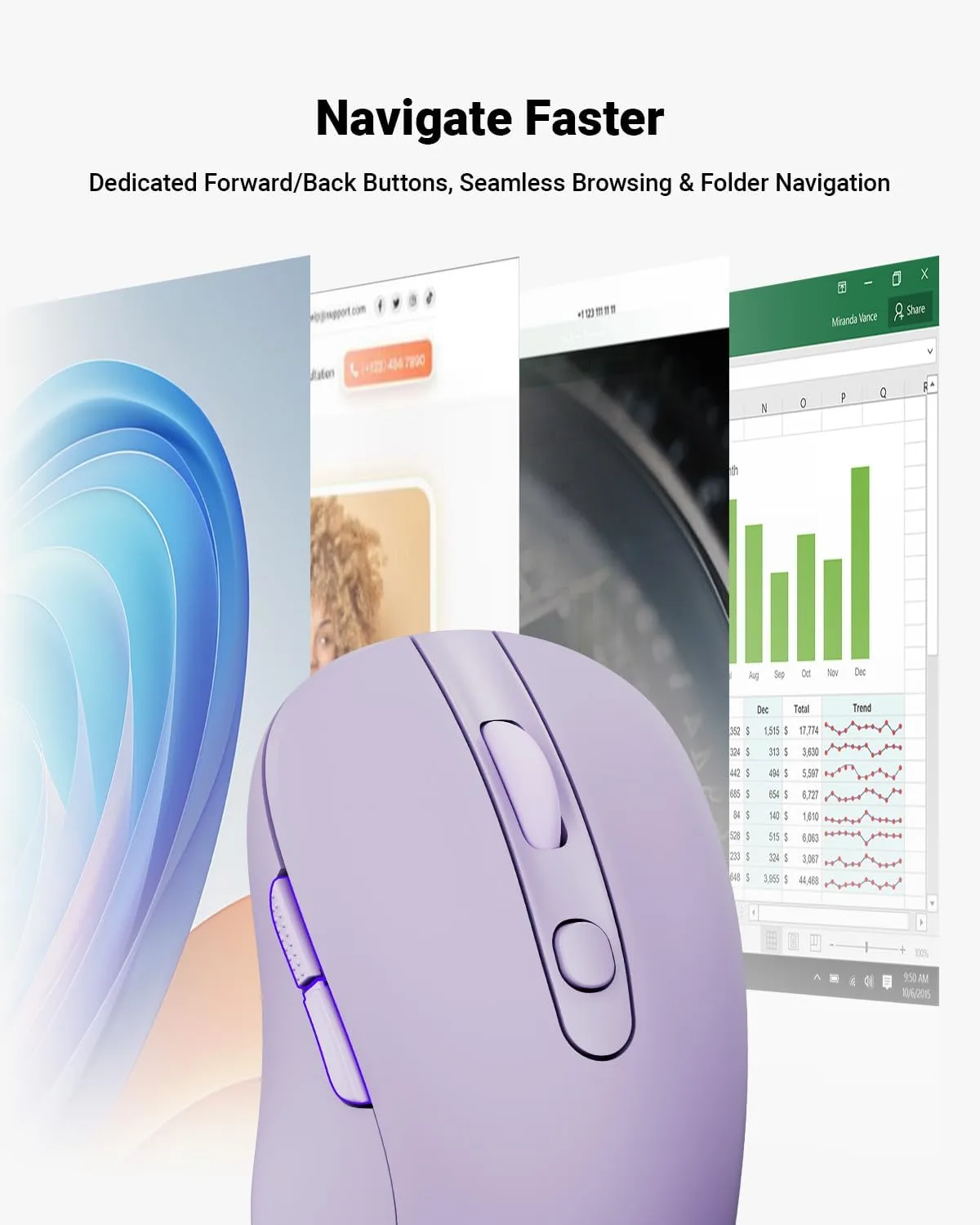 wegear USB Wireless Mouse for Laptop PC Mac, 2.4GHz Cordless Mouse-Purple
