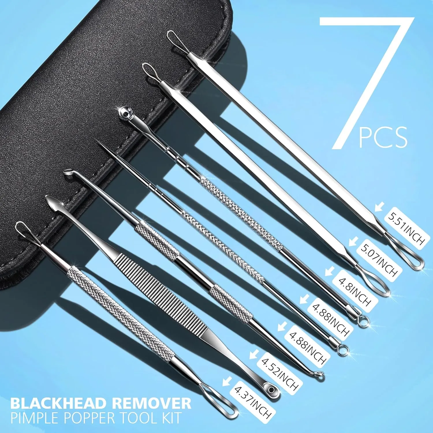 Teenitor 7 in 1 Pimple Popper Tool Kit Blackhead Remover Tools Blackhead Extractor, Pimple Extractor Pimple Popper Tool Zit Popper Tool Acne Tools Comedone Extractor Black Head Remover