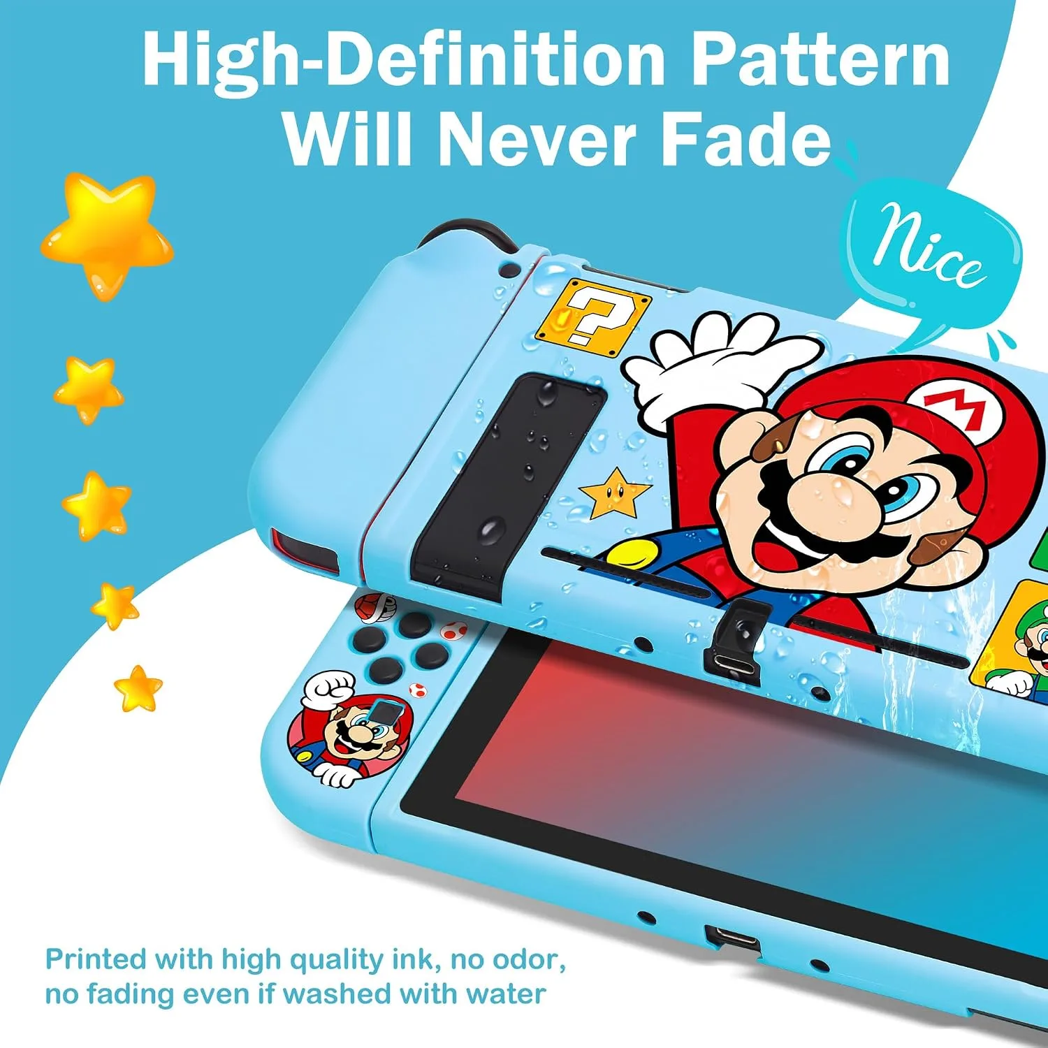 Xcitifun Case Designed for Nintendo Switch for Girls Boys Kids Soft Slim TPU Switch Cases Cute Kawaii Character Cartoon Protective Shell Cover Compatible with Nintendo Switch 2017 - Blue Ma
