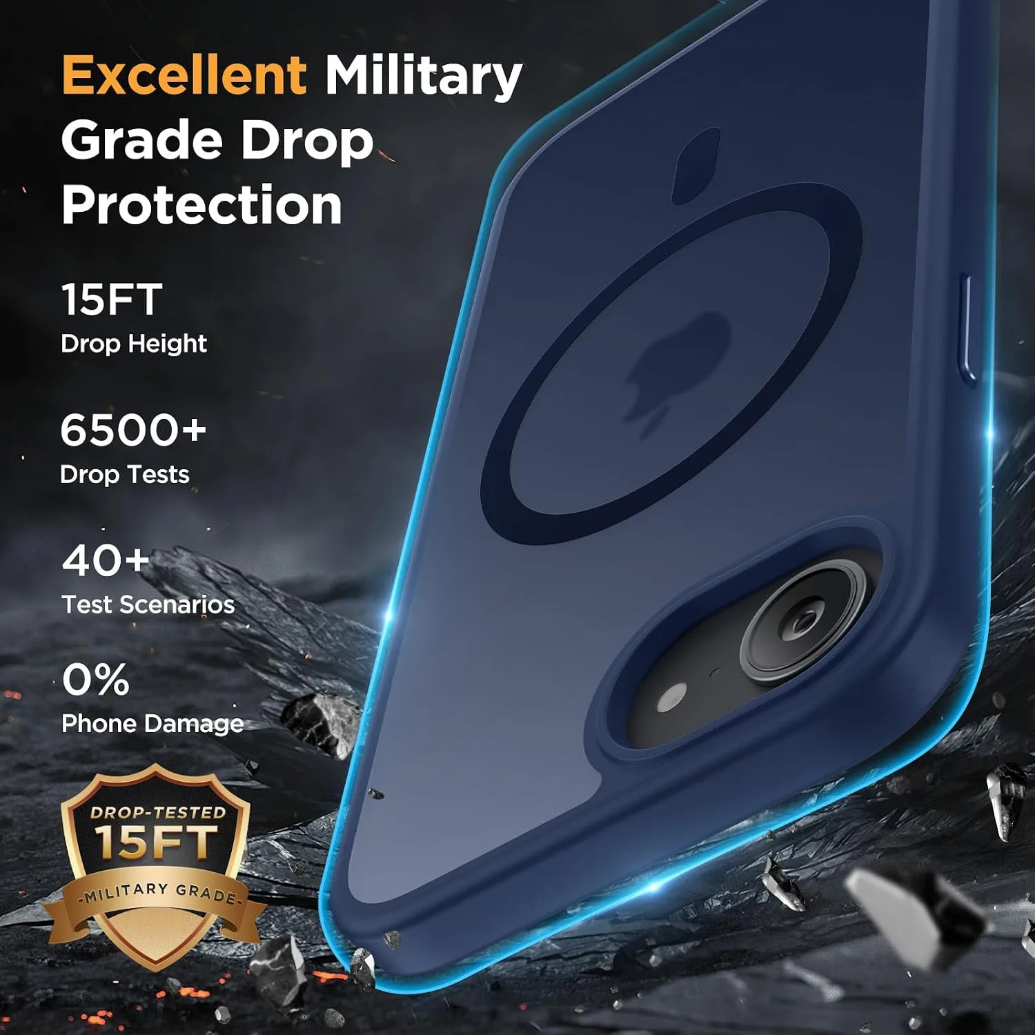 miracase for iPhone 16e case & iPhone 17e Case for MagSafe [with 2×9H+ Screen Protectors] TOP Military-Grade Protection Shockproof with Velvet Touch for iPhone 16e/17e Phone Case 6.1", Dark Blue