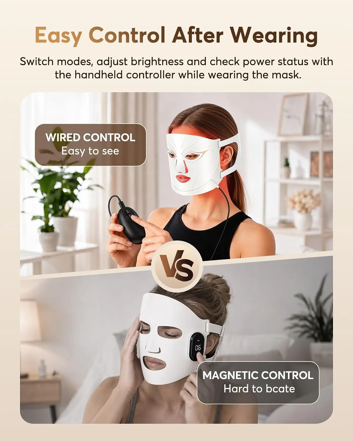 Red Light Therapy Mask for Face, 850nm NIR, Red & Blue LED Light