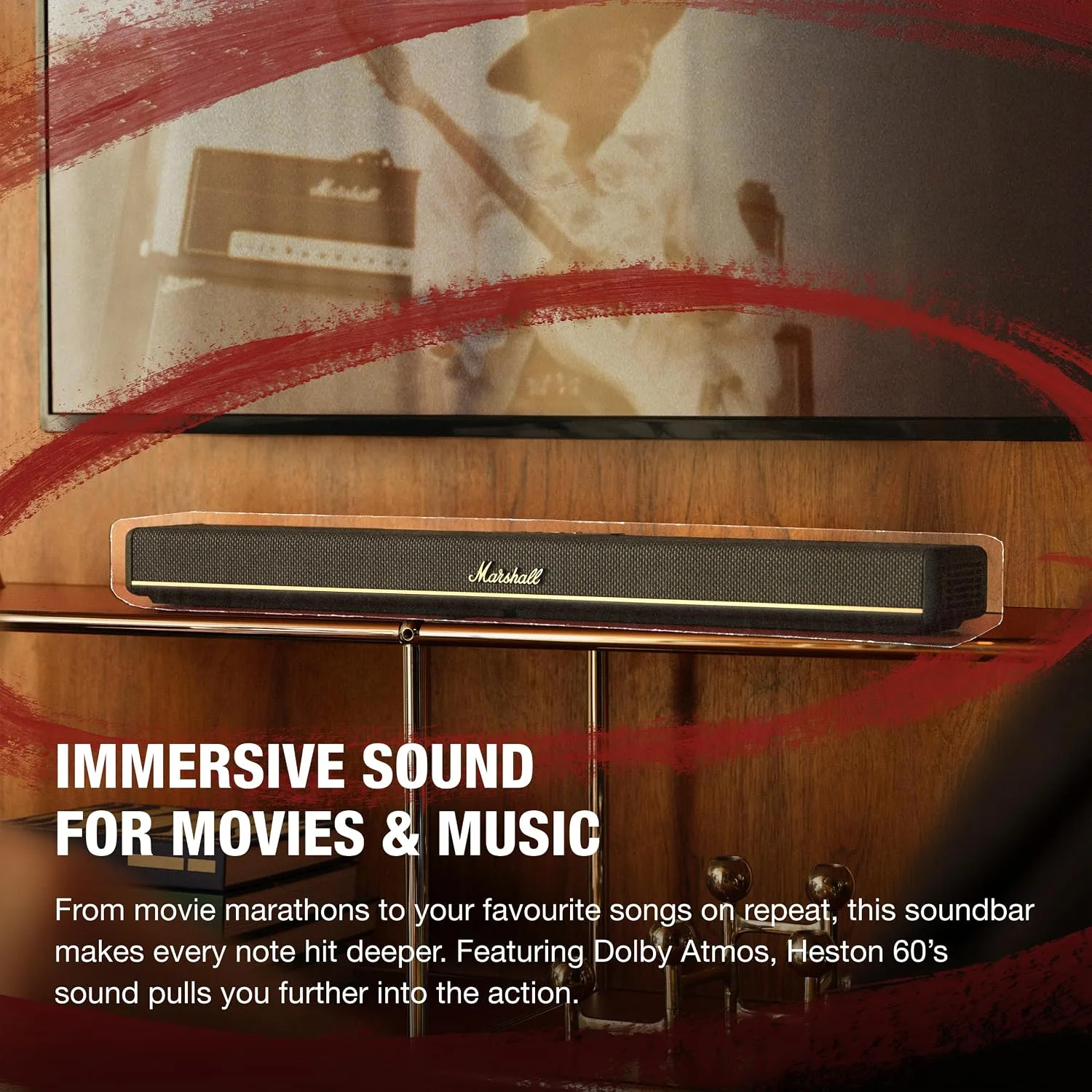 Marshall Heston 60 Soundbar with Dolby Atmos Immersive Sound - Black