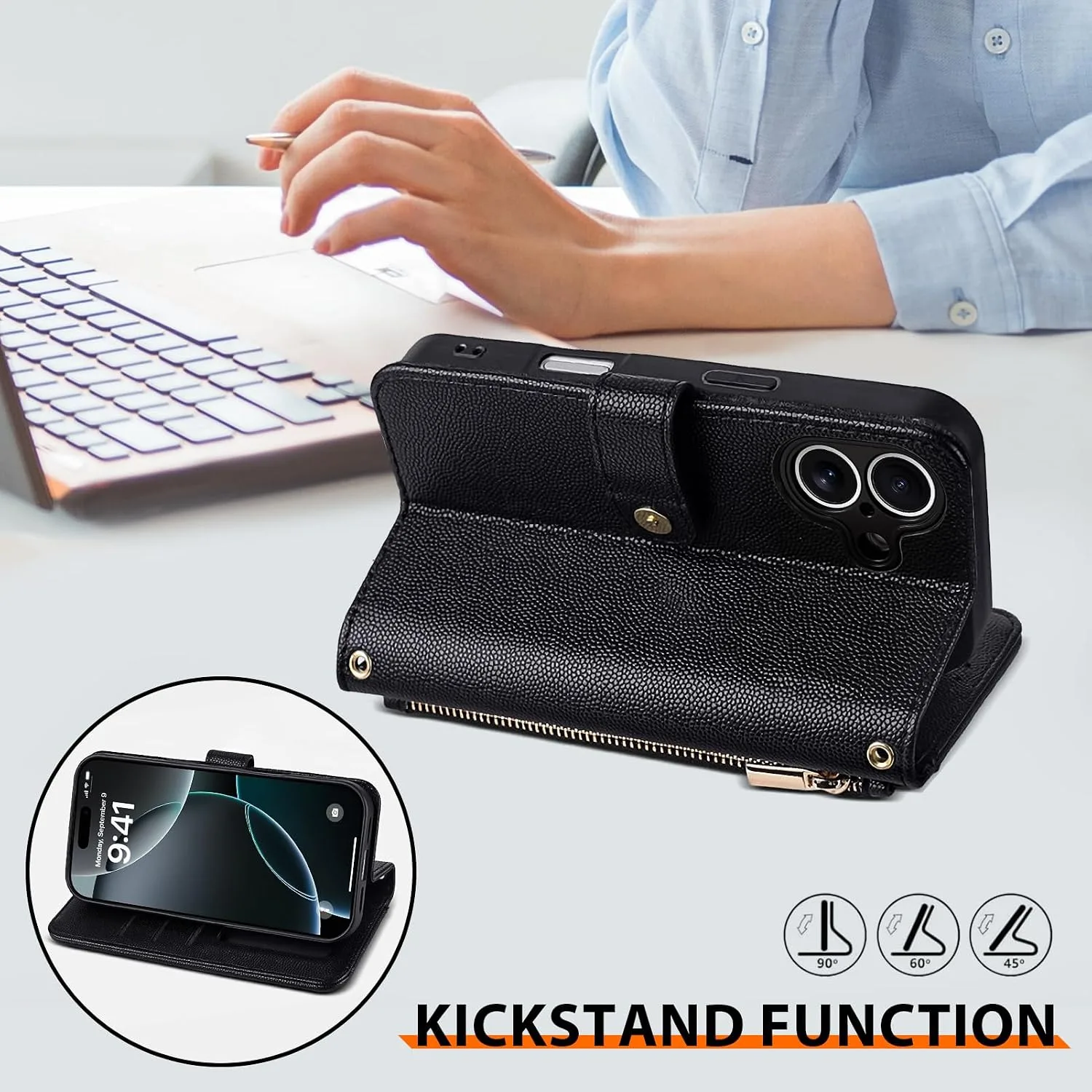 Wallet Phone Case Crafted for iPhone 16 Pro Black