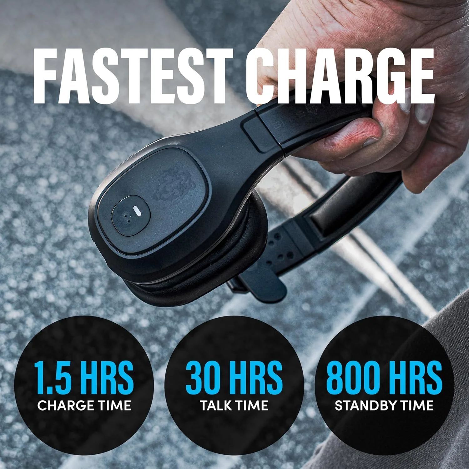 Blue Tiger Storm Black- Wireless Trucker Bluetooth Headset with Mic