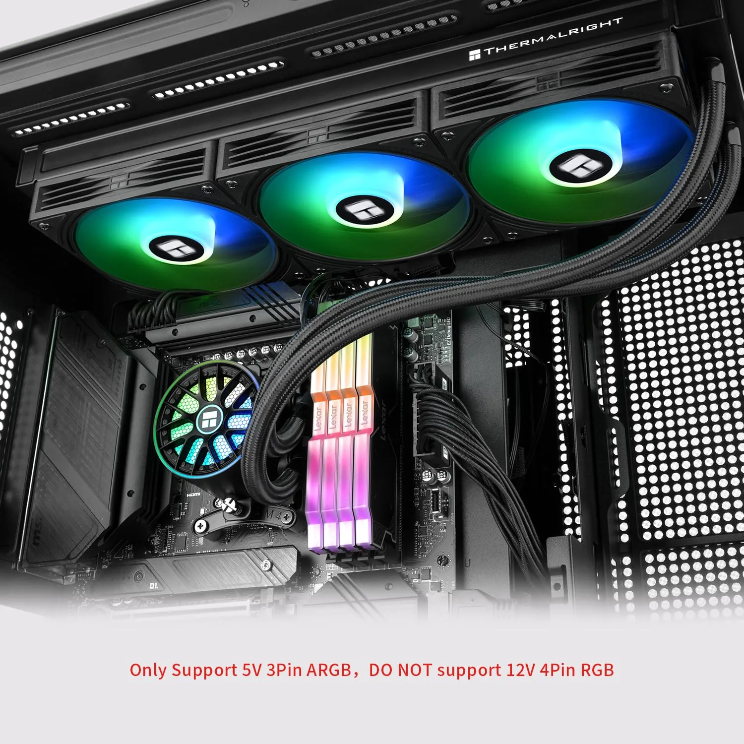 Thermalrlght Aqua Elite 360 V6 ARGB Black AIO CPU Cooler, ARGB PWM Cooler Fans with 2000RPM, for Intel Lga1150/1151/1155/1156/1200/1700/1851, AMD: AM4/AM5, Case 360mm AIO Radiator