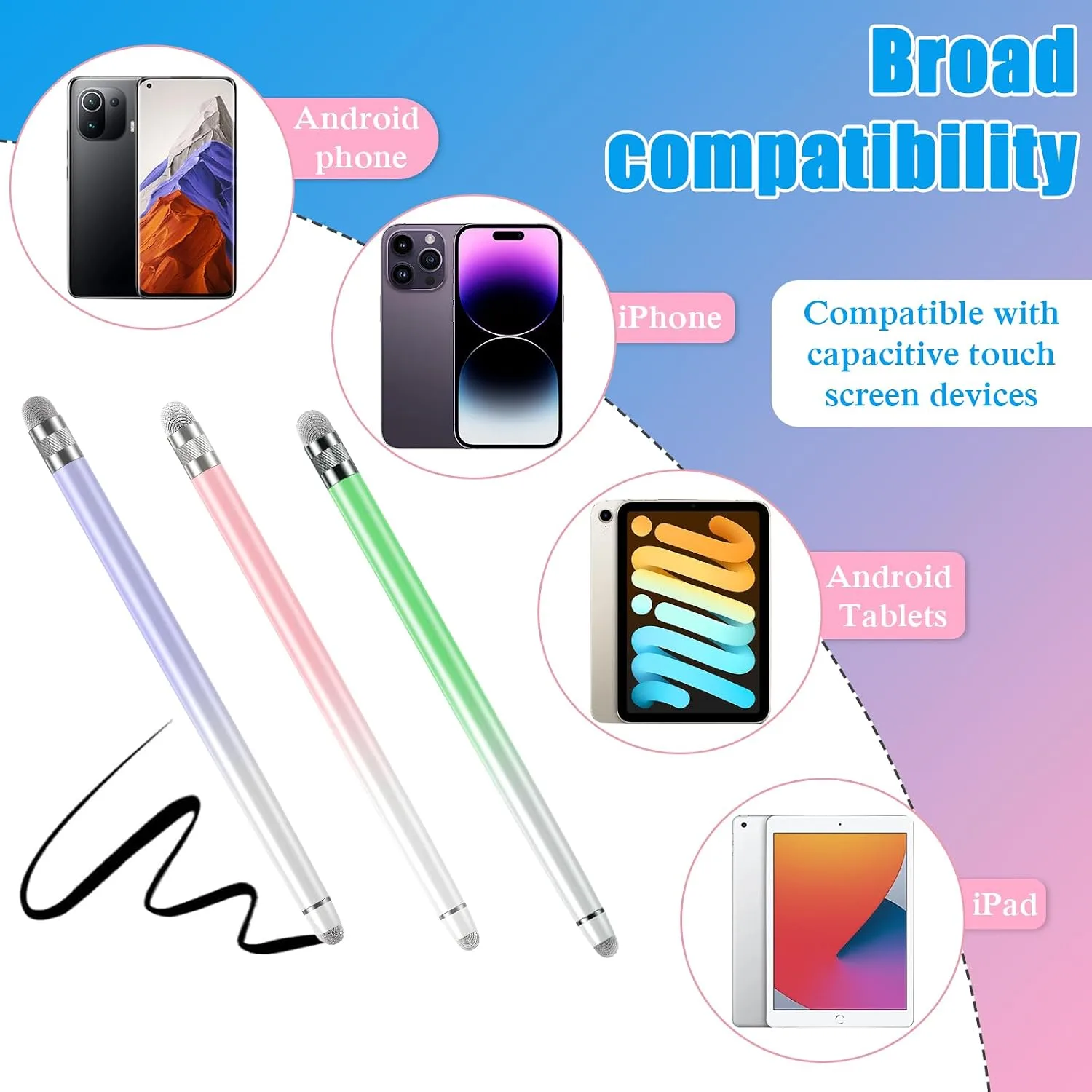 Bopomofo 3PCS Stylus Pen for Touchscreen,High Sensitivity & Precision