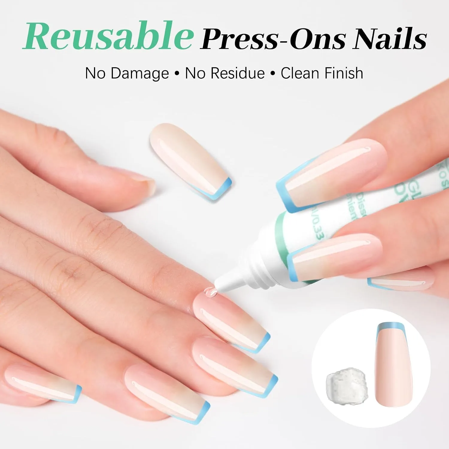 LEYKOSH Nail Glue and Remover Set, 10g Glue 10ml Remover