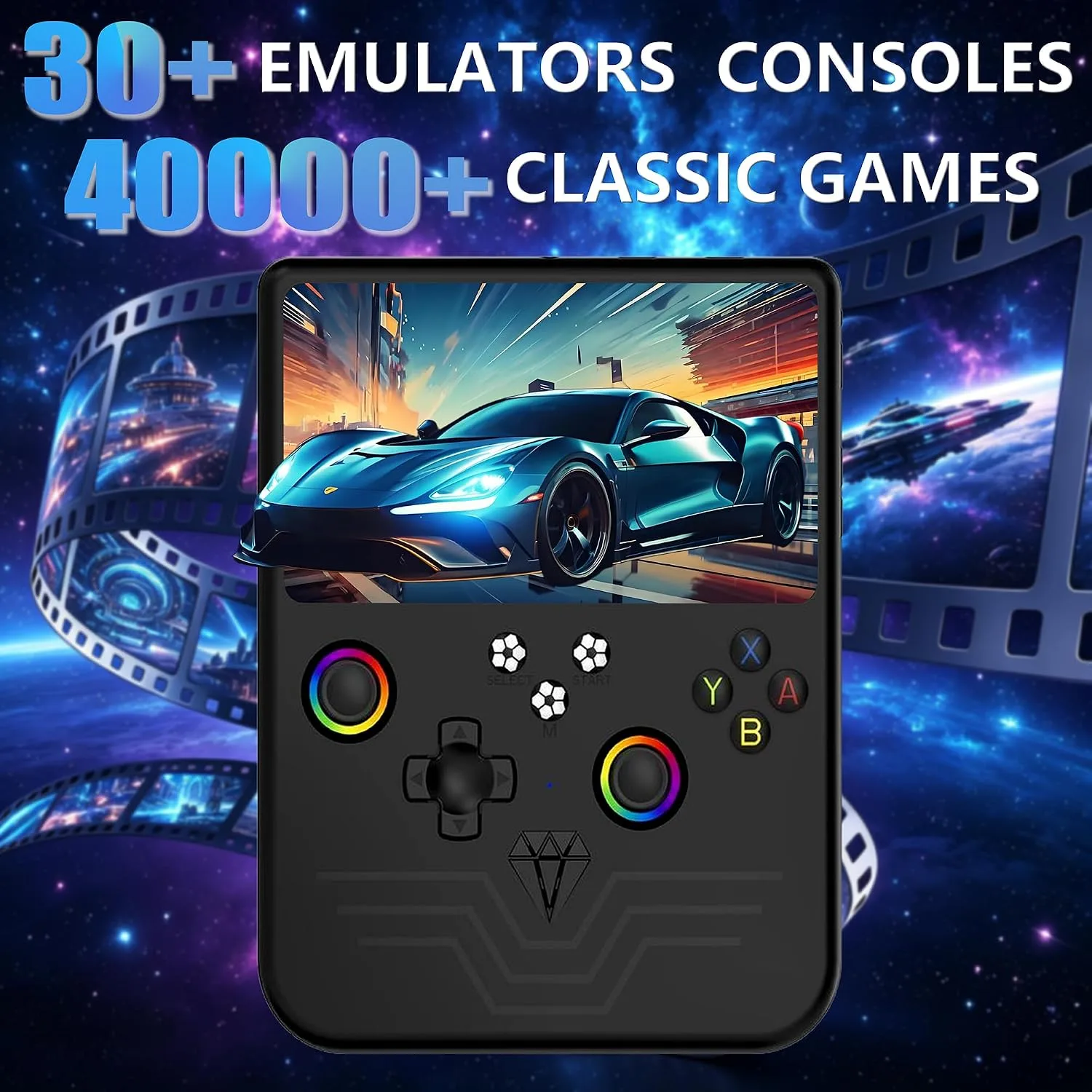 R60MAX Retro Handheld Gaming Console, 6.0-Inch HD IPS Screen, 6000mAh Battery, 40000+ Classic Games Pre-Installed, Save/Load State, Linux OS, Gift for Gamers (Black)