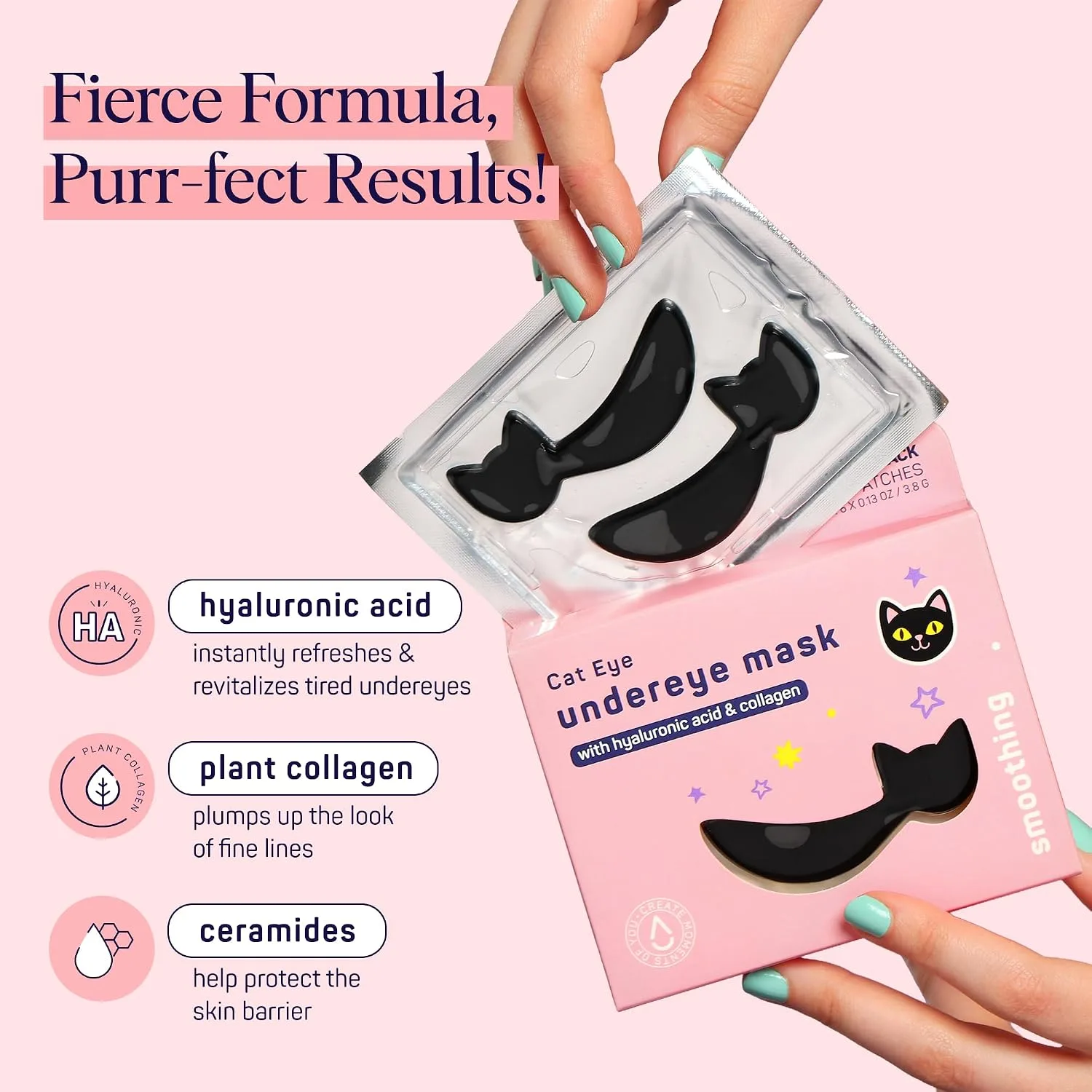 SpaLife Cat Smoothing Korean Eye Patches | Halloween Gifts For Girlfriend | Eye Patches for Puffy Eyes and Dark Circles | Gothic Cat Gifts & Adult Boo Basket Stuffers for Women | Pack of 6 Pairs