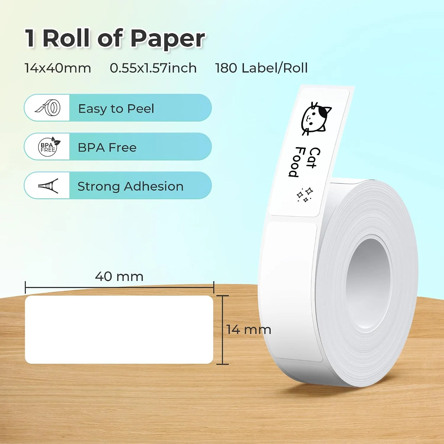 Nelko Genuine P21 Label Maker Tape, 14x40mm(0.55"x1.57"), White