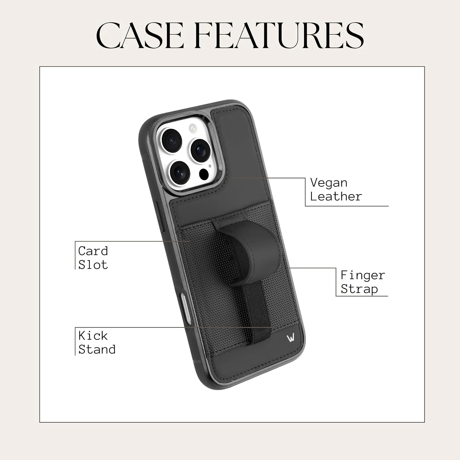 Walli Cases Wallet Phone Case for iPhone 15 Pro Max, Card Holder Kickstand