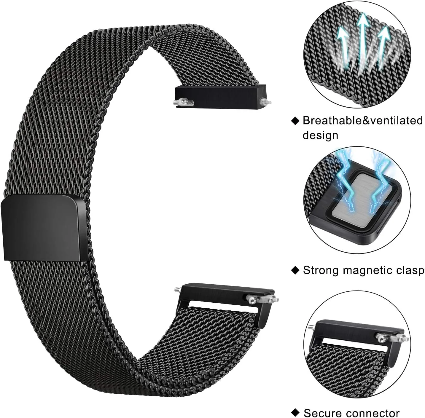 Watch Bands 20mm 22mm Quick Release Watch Strap, Stainless Steel Mesh Replacement Strap for Women Men