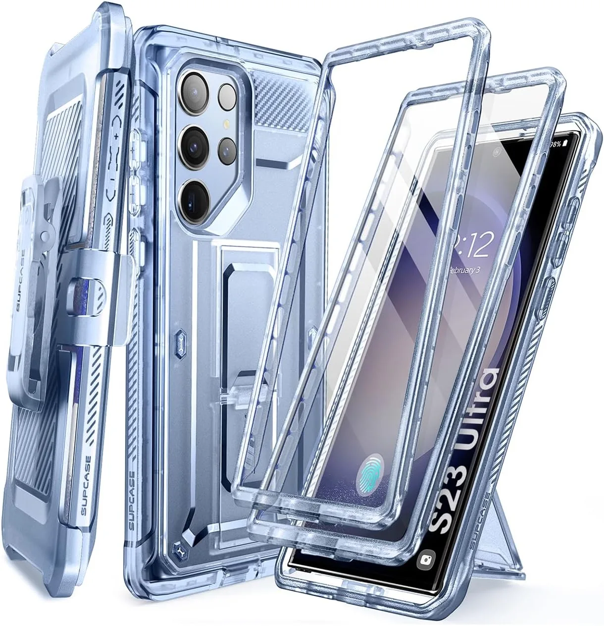 Carcasa Supcase para Samsung Galaxy S23 Ultra con protector de pantalla incorporado FrostBlue
