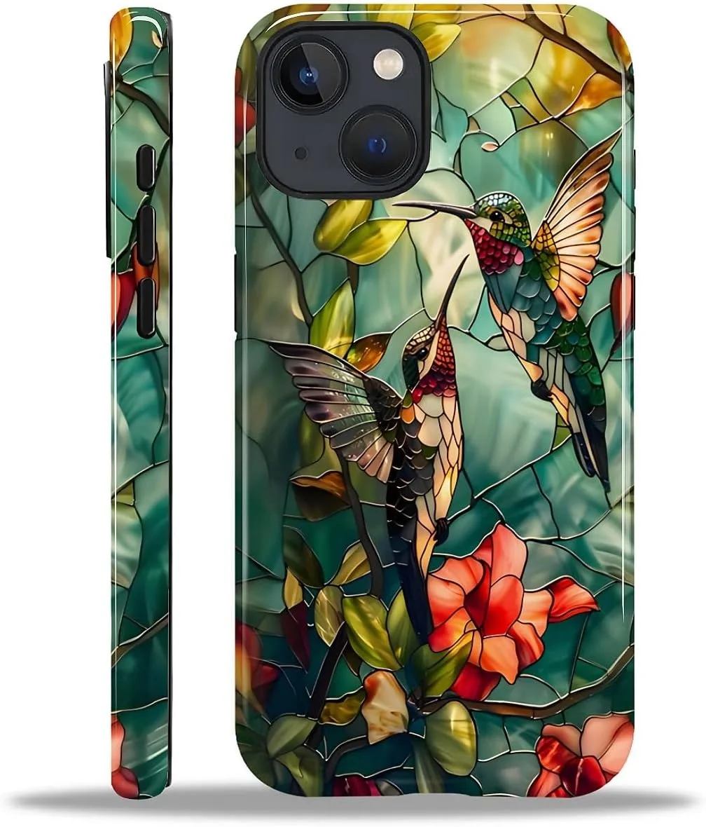 DAIZAG Case for iPhone 15,Mixed 2 Layer Design Shockproof Soft TPU Ddouble Protection Phone Case for iPhone 15-Gorgeous Hummingbird
