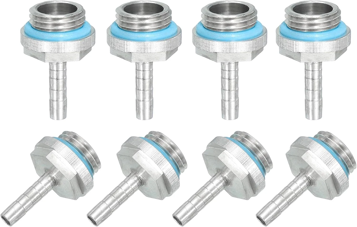 uxcell 8pcs G1/4 Fitting, G1/4 Thread with 4mm OD Nozzle PC Water Cooling Hose Barb Fitting for PC Water Cooling System Accessories
