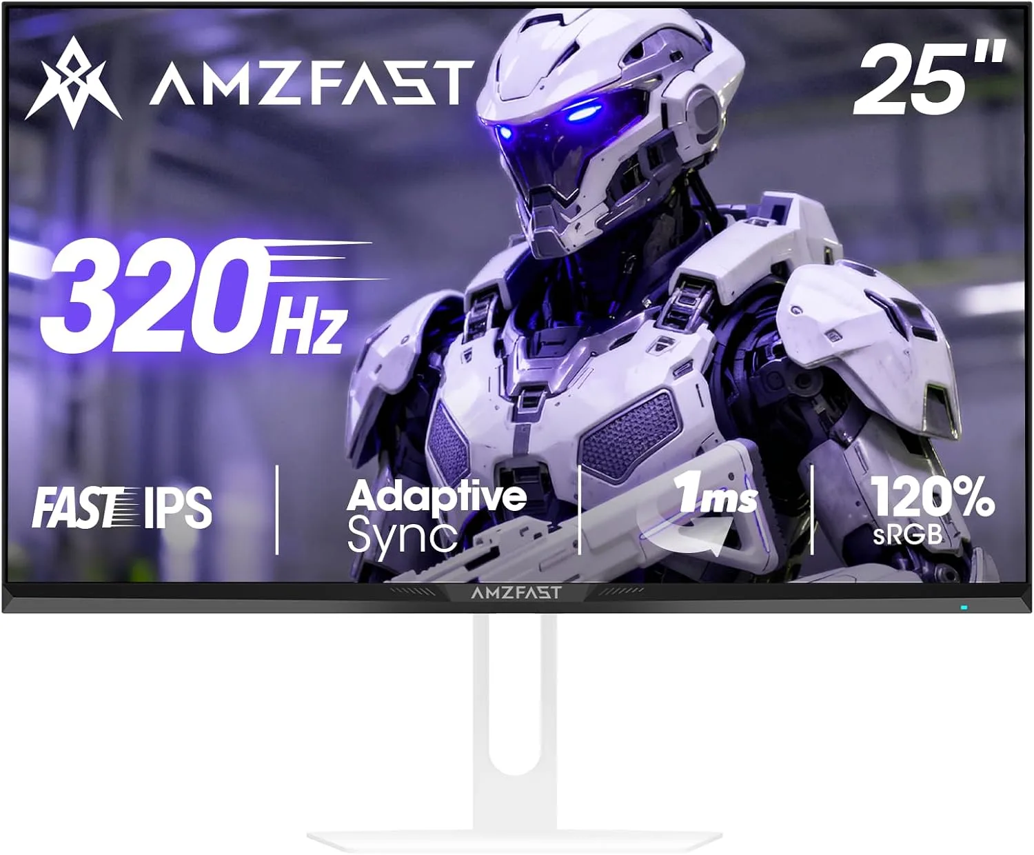 Amzfast 25 Inch White Gaming Monitor 320Hz/300Hz/240Hz, FHD 1080P 1ms Fast IPS Monitor, 12 Months Warranty (DP Cable) TÜV Rheinland Eye Care | AI Crosshair, Night Vision Function, AMZG25F6F