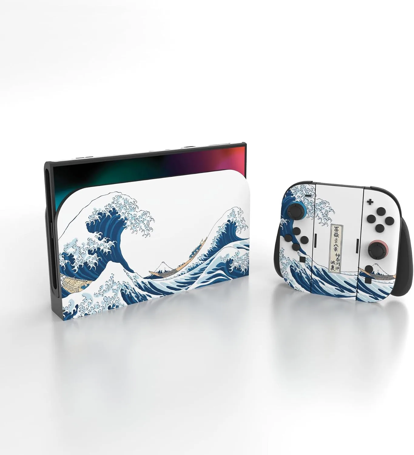 PlayVital for Nintendo Switch 2 Skin Full Set (2-Pack) - Protective Vinyl Decal Stickers for Switch 2 Console, Joycons, Handle Grips & Dock | No Residue, Anti-Scratch - The Great Wave Off Kanagawa