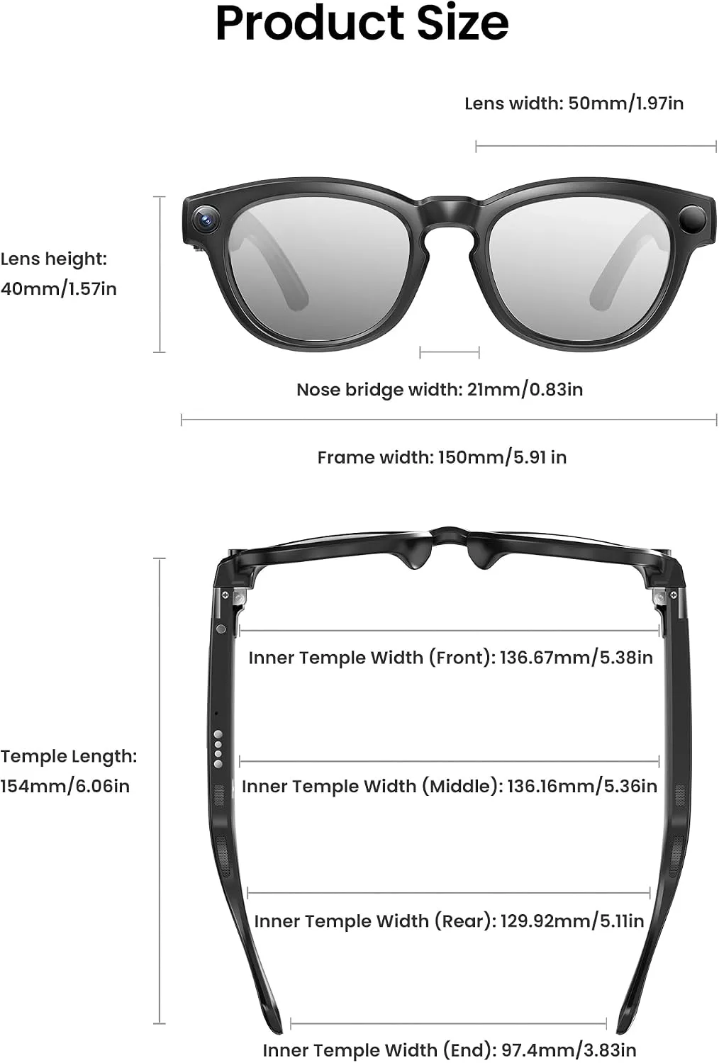 G1 AI Smart Glasses with Camera and Bluetooth, 8MP Video Recording Glasses