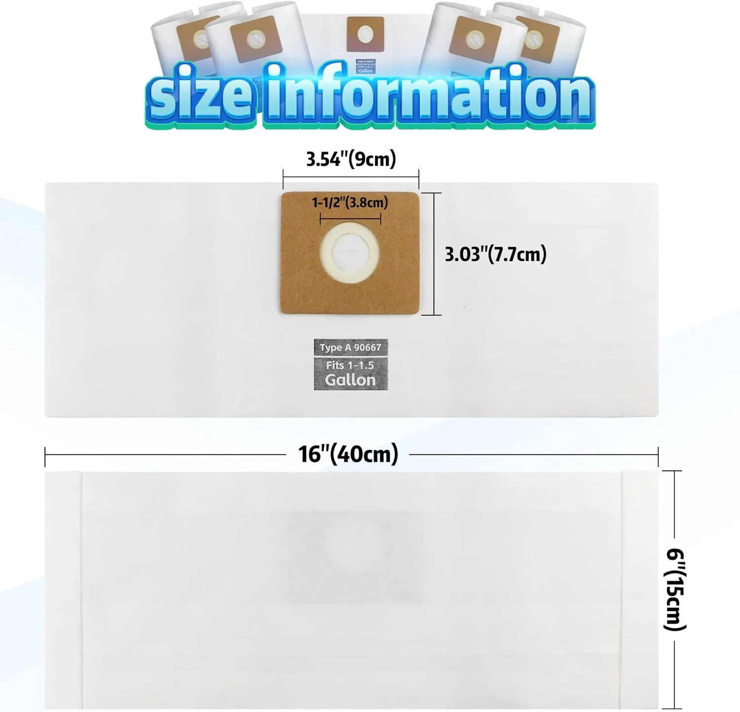 3 Pack ALYYDBG for Shop Vac Bags 1-1.5 Gallon Type A 90667 9066733