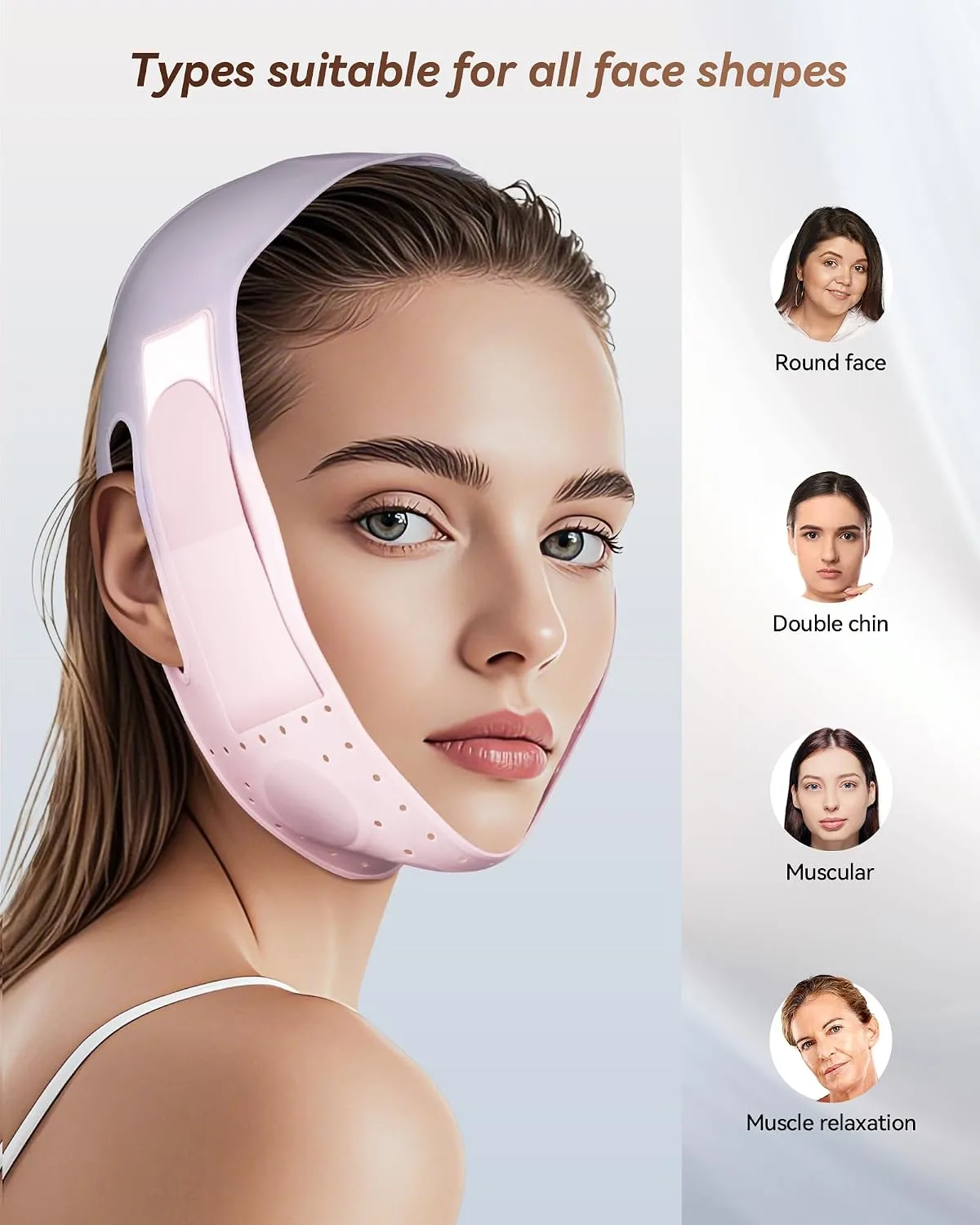 Reusable V-Line Sculpting Face Mask,Silicone Chin Strap for Jawline