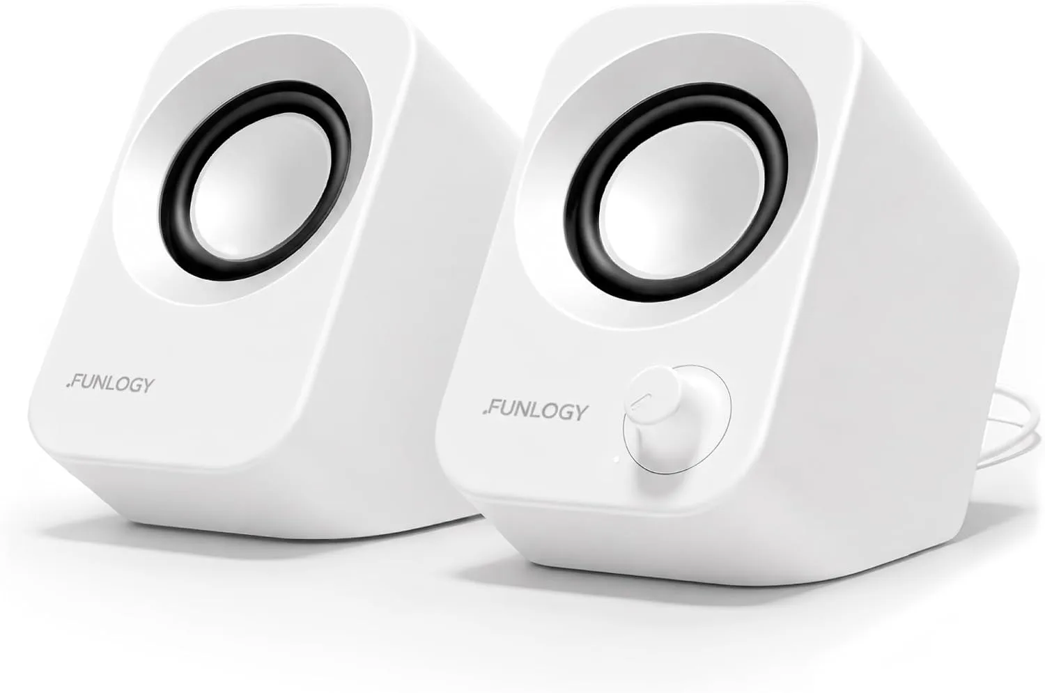 FUNLOGY Speaker Plus - 14W Stereo PC Speakers, Dual Amplifiers & DSP Tuned, USB-C Powered, 3.5mm AUX, Compact Desktop Speakers with 30° Tilt, for PC, Laptop, Monitor & Gaming,White