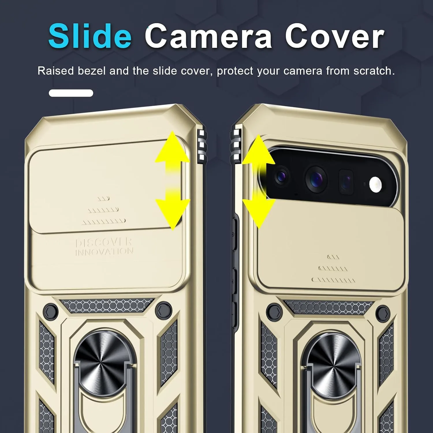 for Google Pixel 11/11 Pro Case Built in Slide Camera Cover,Gold