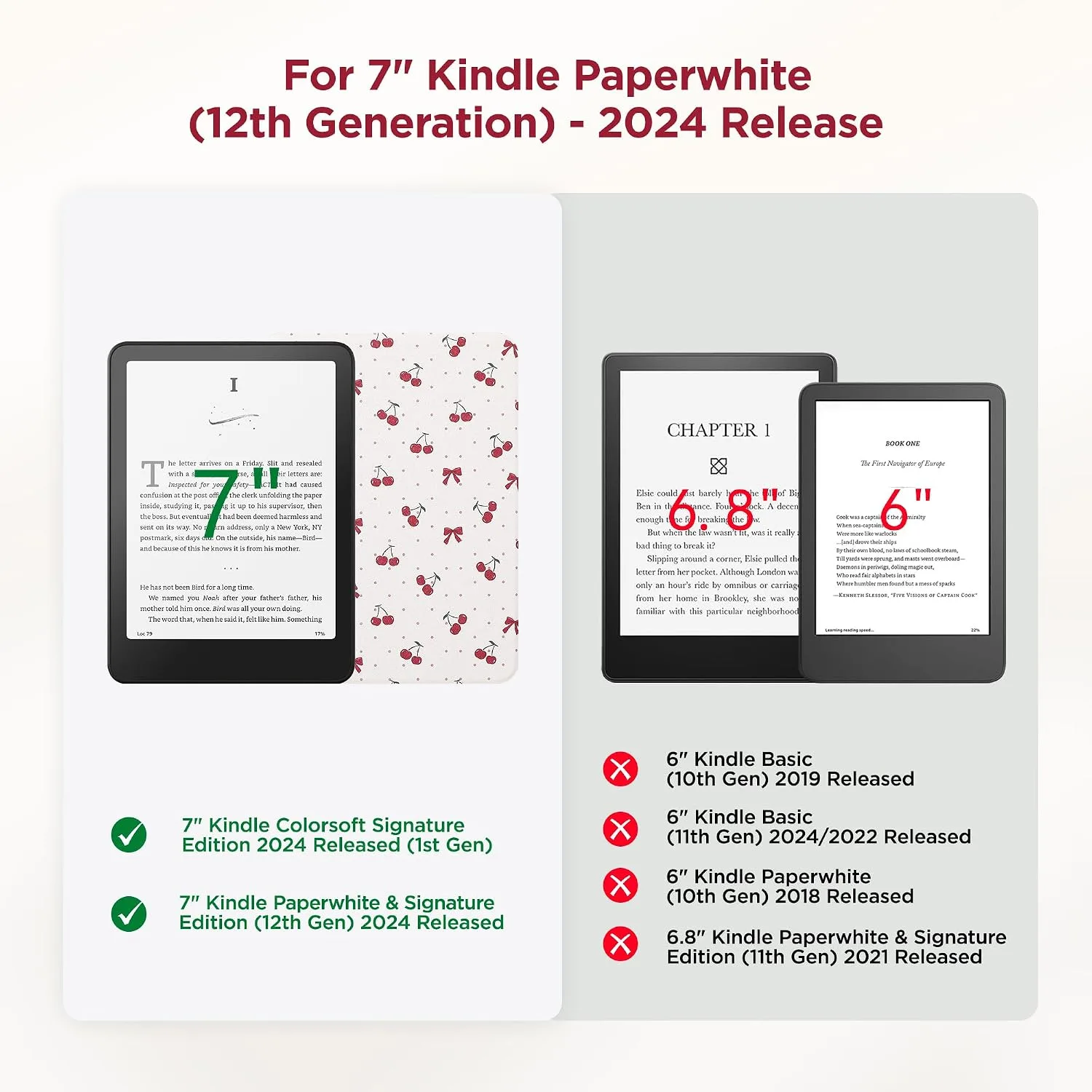 Clear Case for 7'' Kindle Paperwhite 12th Gen 2024 & Colorsoft