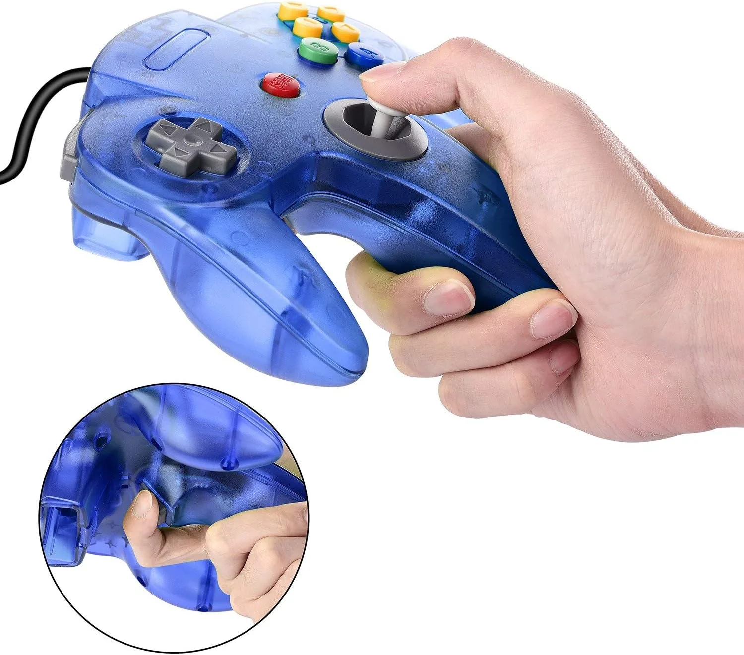 2 Pack N64 USB Controller, miadore USB Retro N64 Gamepad Joystick Raspberry Pi Controller for Windows PC MAC Linux (Clear Blue)