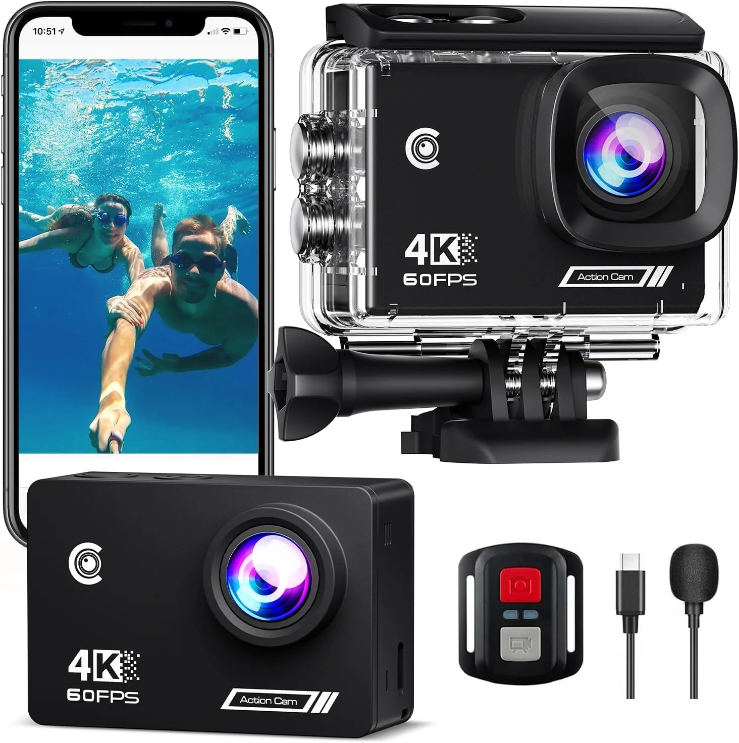 Action Camera 4K30fps,HD Waterproof Camera 131ft Underwater Cameras 20MP Pre-Recording WiFi Camera 170° Remote Control Sports Cameras with 2 Batteries Helmet Mount Accessories Kits