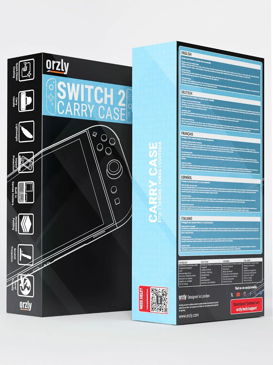 Orzly Case Compatible with Nintendo Switch 2 – Protective Travel Carry Case with Screen Padding, Game Card & microSD Slots, Zipped & Open Pockets for Accessories – 7.9" Gift Boxed