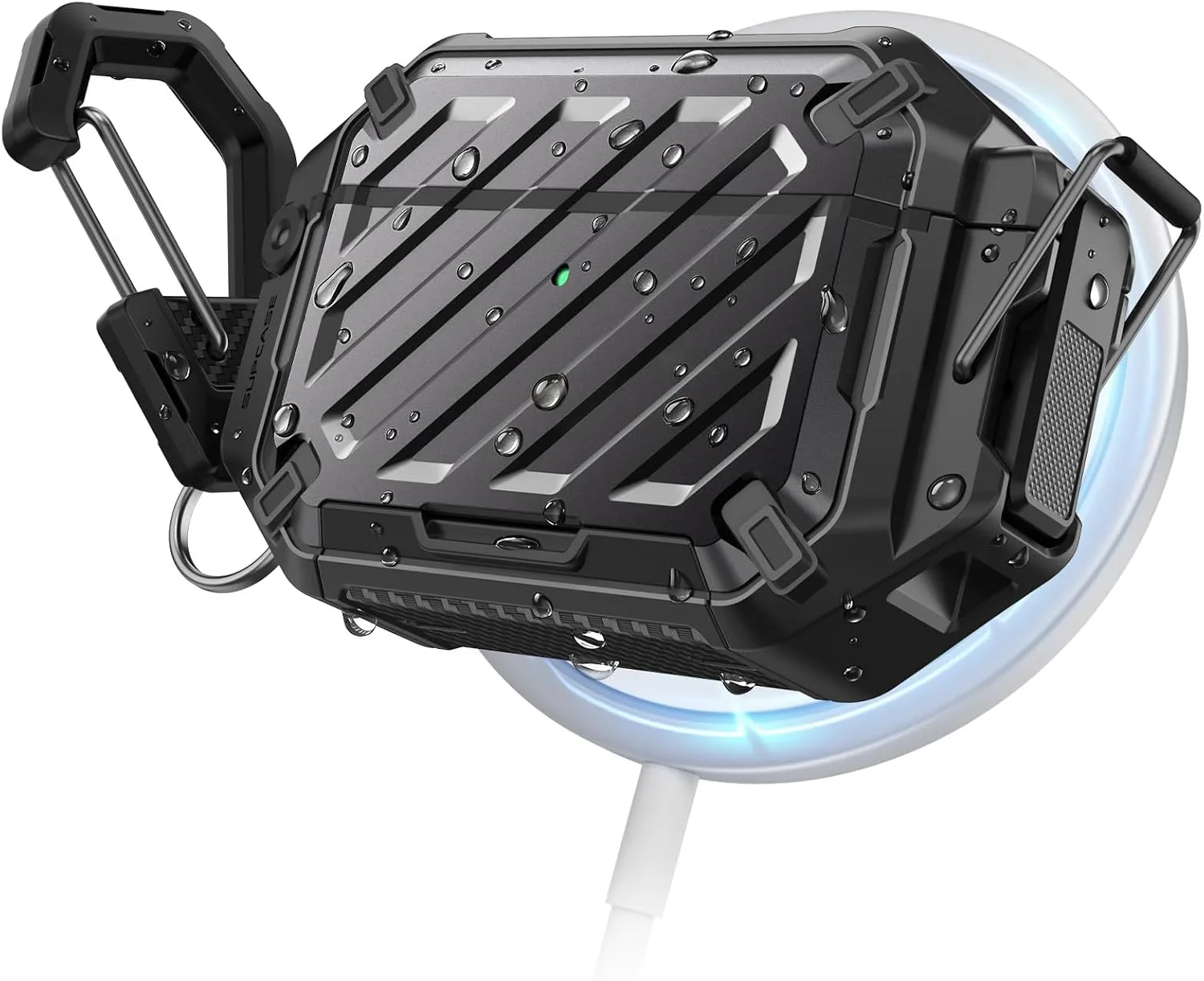 Funda SUPCASE para AirPods Pro 3 con impermeabilidad IP68, mosquetón, color negro