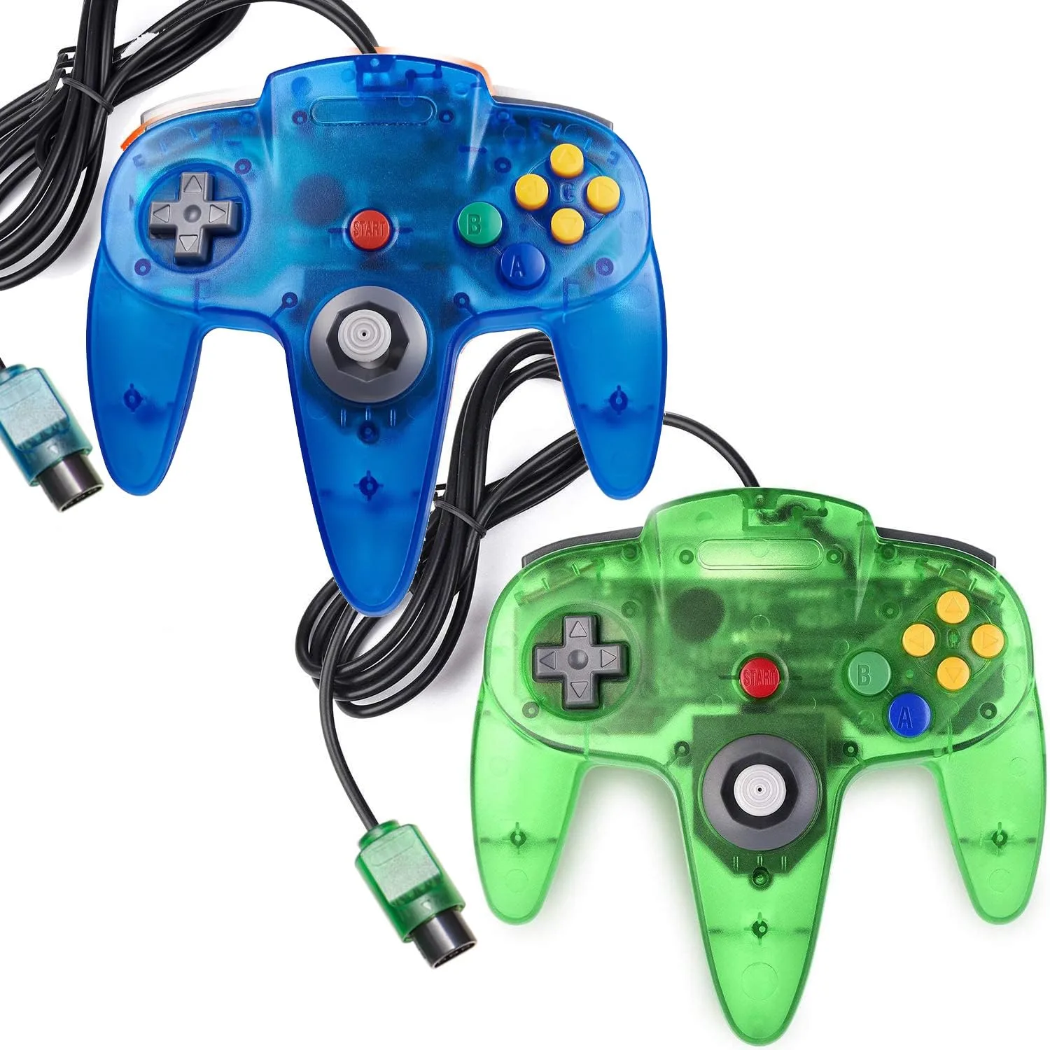 miadore 2 Packs Classic 64 Wired Controller Joystick for N64 Video Game System N64 Console (Jungle Green and Blue)