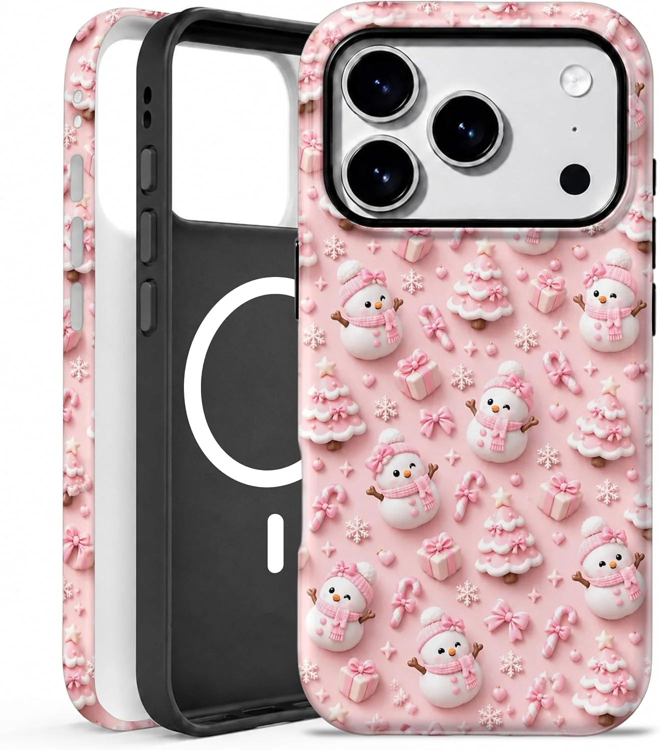Magnetic for iPhone 17 Pro Max/18 Pro Max Cute Pink Christmas Phone Case