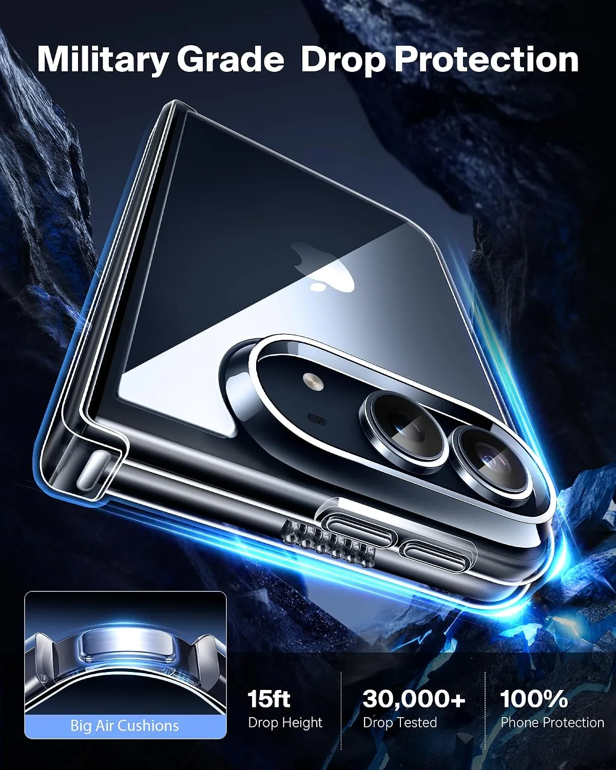 Mkeke for iPhone Duo Case Clear with Full Hinge Protection