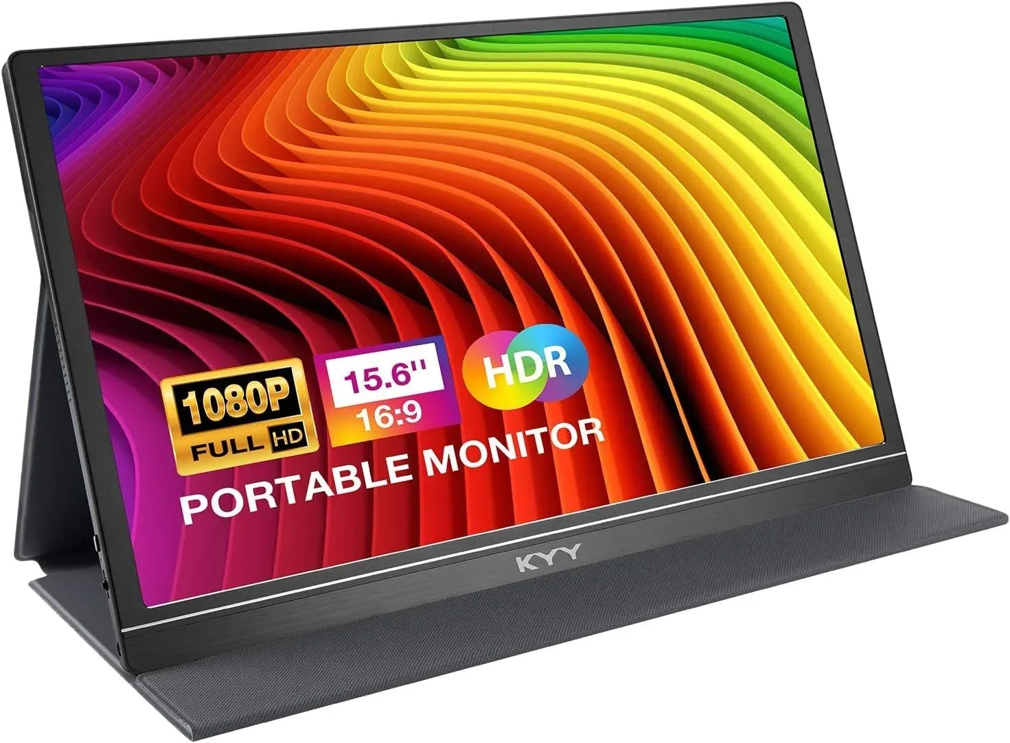 Monitor portátil KYY para laptop con soporte integrado y rotación 90°