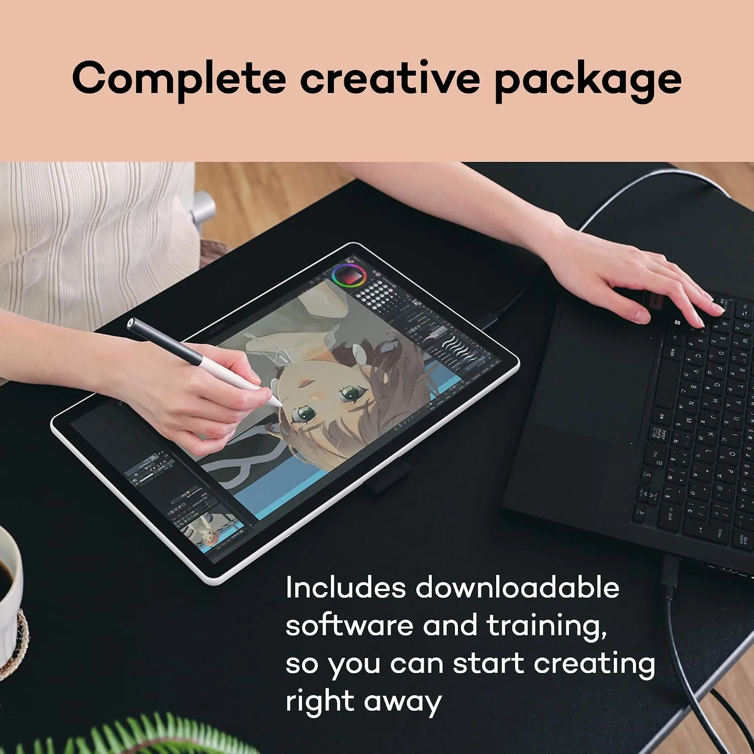Wacom One 14, Drawing Tablet with IPS Full HD Laminated Screen & Pen