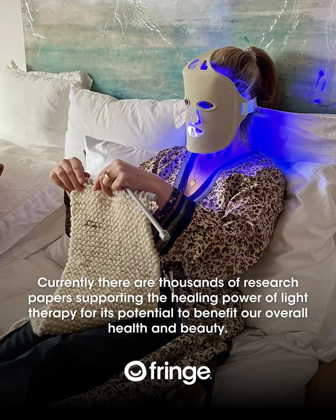Fringe Red Face Mask, Both Red 630nm and Infrared 830nm for Rejuvenation & Blue 415nm for Blemishes, Beauty Mask, for Fine Lines and Wrinkles, 234 LED Lights
