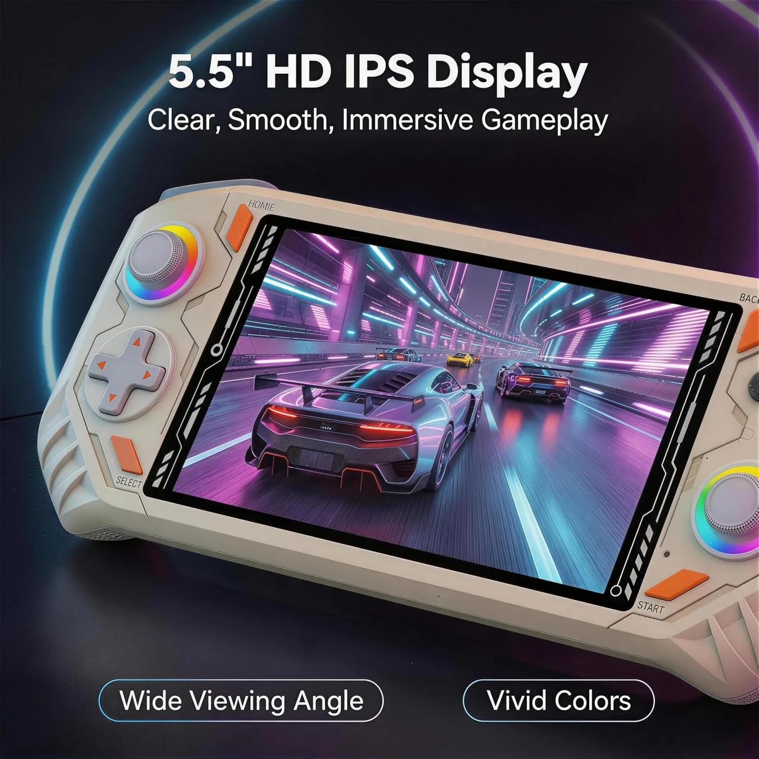 RG56PRO Retro Handheld Game Console with EVA Hard case (White, 128.0, GB)