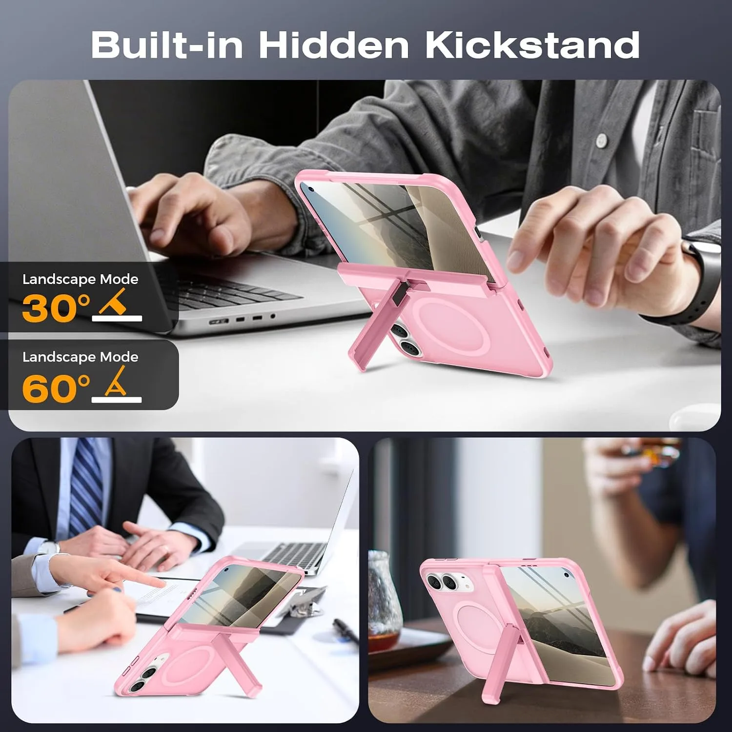 VEGO Magnetic for iPhone Duo Fold Case with Stand Compatible with Magsafe