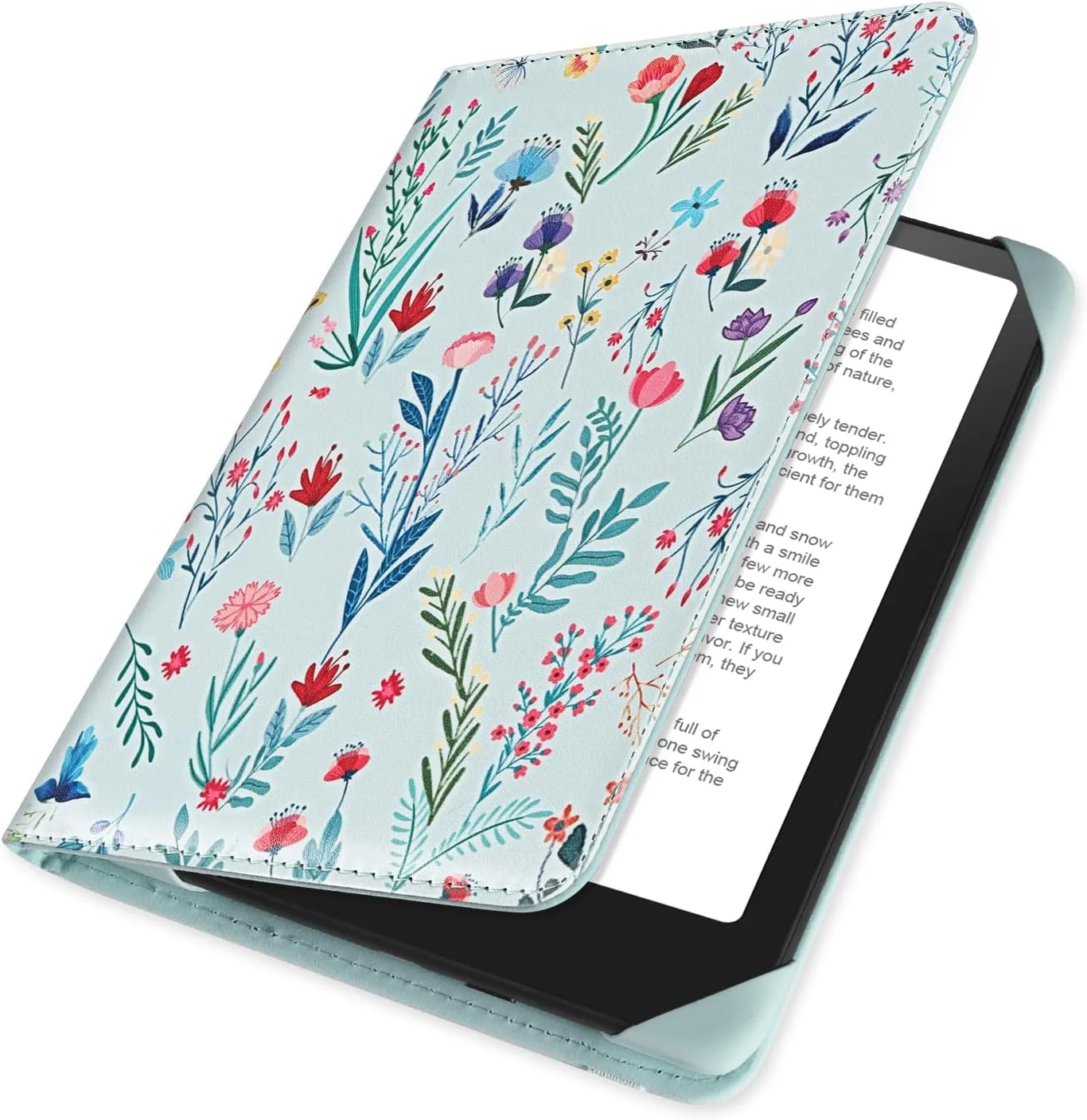 HoYiXi Universal Case for 6 inch Kindle eReader Compatible with Paperwhite(2015/2018)/Pocketbook and Tolino/Kobo Clara HD,6" eReader Protective Case Cover Elastic Rope,Blue Flowers