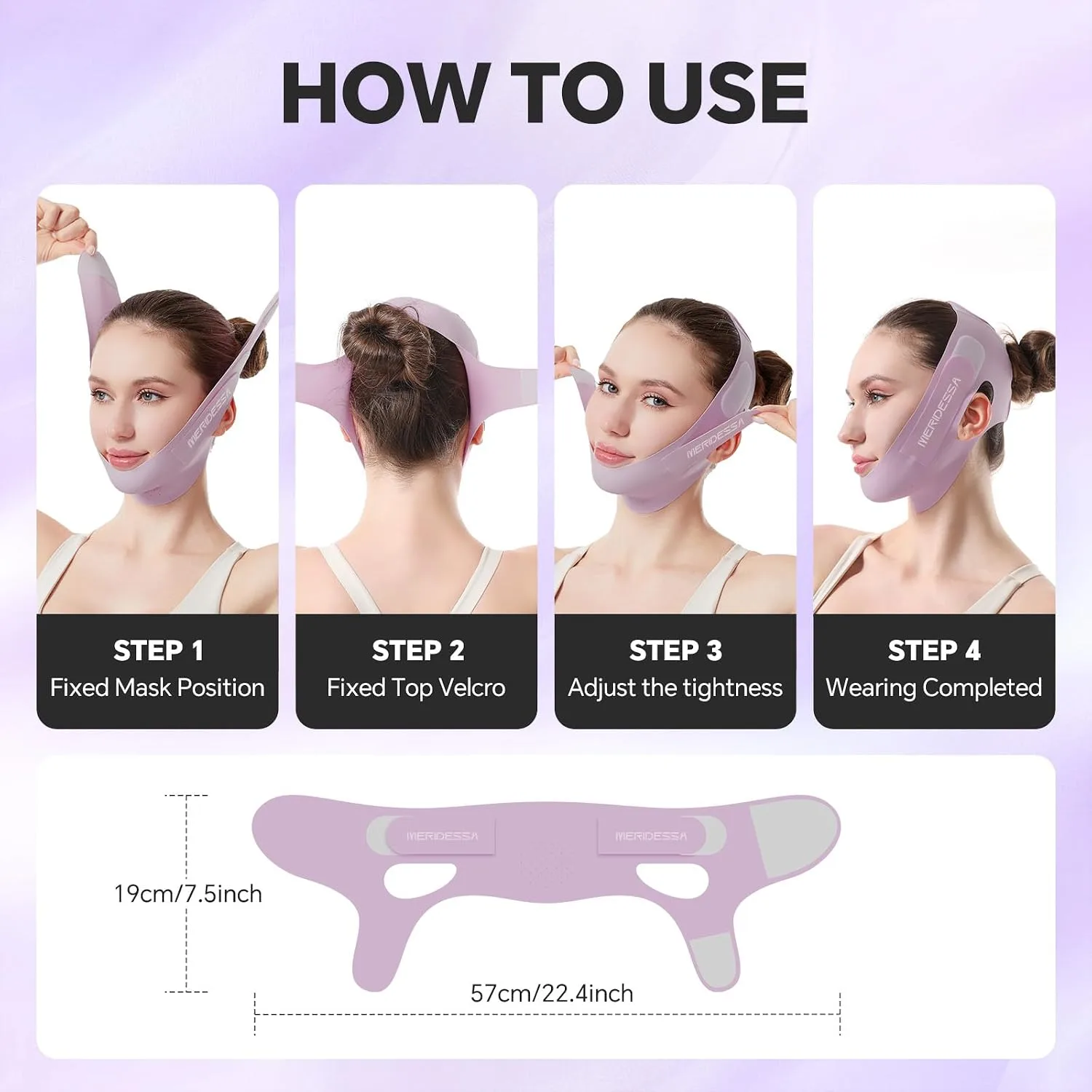 V-Lift Pro V-Line Lifting Face Mask - Anti-Wrinkle & Face Contouring Wearable Band, Double Chin Reducer for Sculpted Jawline, Seamless Design with Breathable Fabric (Purple)