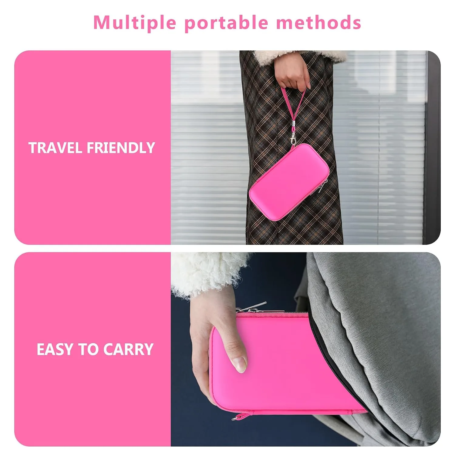 Supmay Carrying Case for GAMPLAE Handheld Game for Kids, 258 Retro Video Games Portable Gaming Player Storage Holder Travel Bag with Mesh Pocket for 3 Game Cards, Earphone,USB Cable, RoseRed